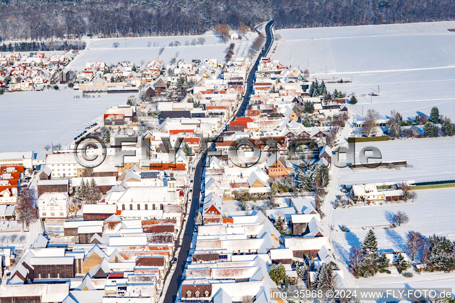 In winter when there is snow in the district Hayna in Herxheim bei Landau in the state Rhineland-Palatinate, Germany