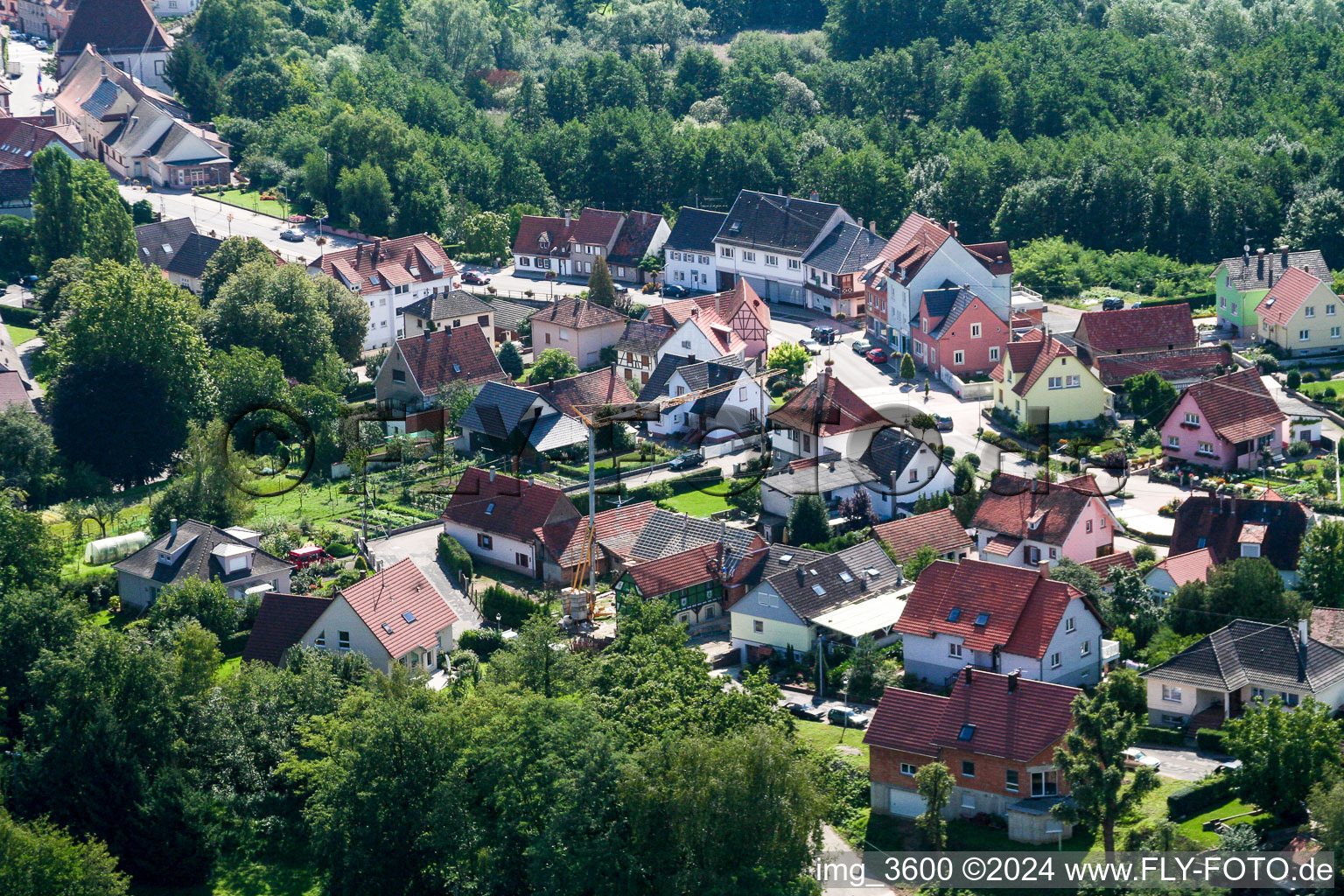 Lauterbourg in the state Bas-Rhin, France from a drone