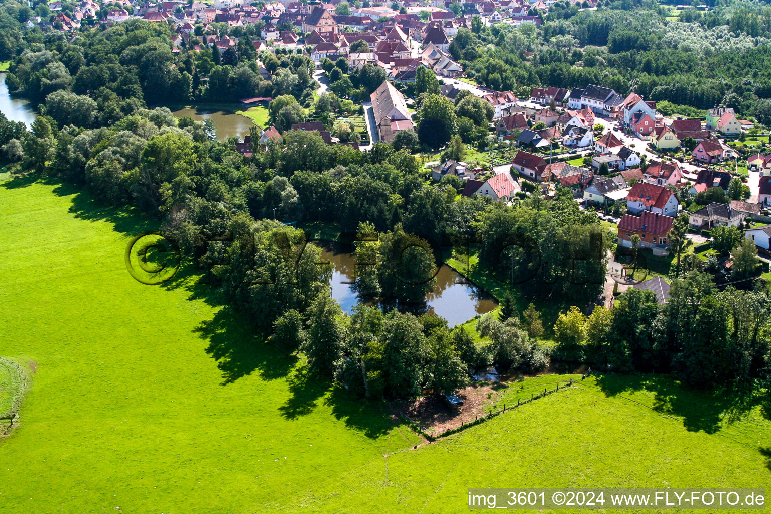 Lauterbourg in the state Bas-Rhin, France seen from a drone