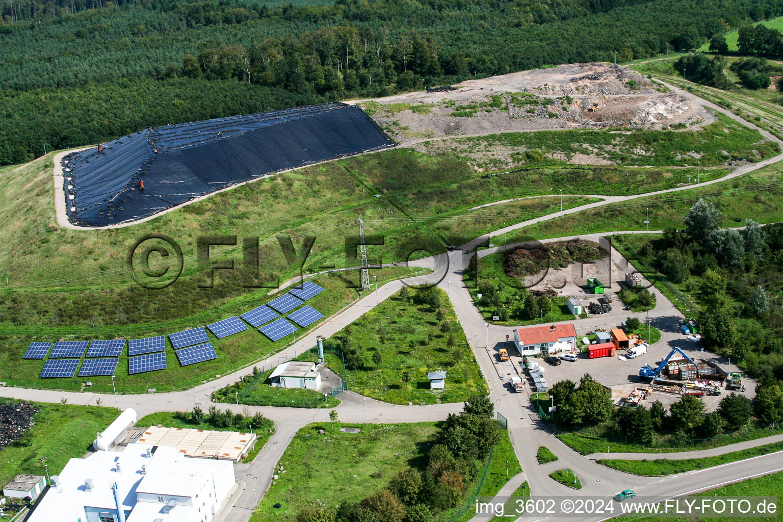Aerial view of Site of heaped landfill Kreis Germersheim in Berg (Pfalz) in the state Rhineland-Palatinate