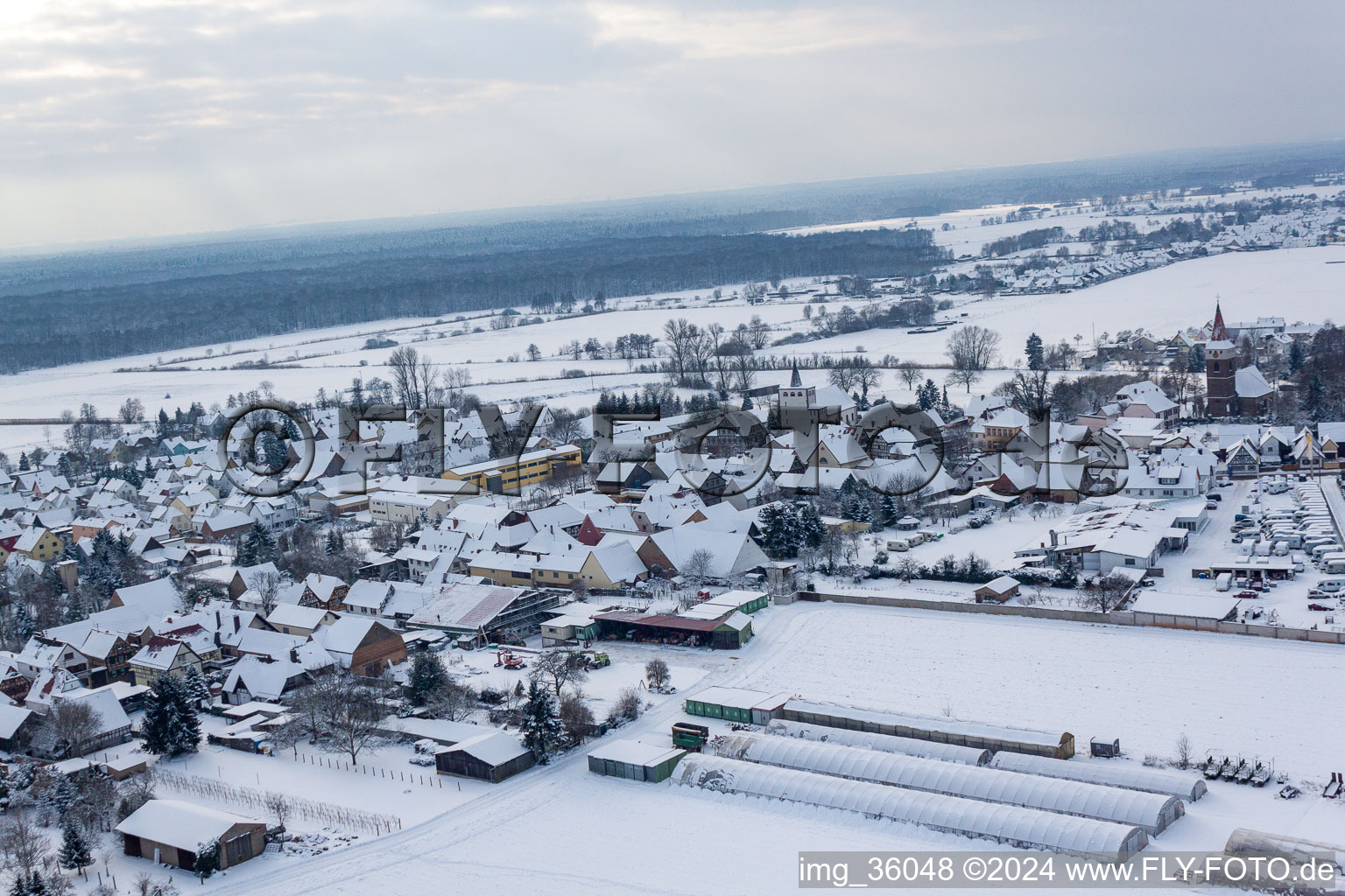 Minfeld in the state Rhineland-Palatinate, Germany viewn from the air