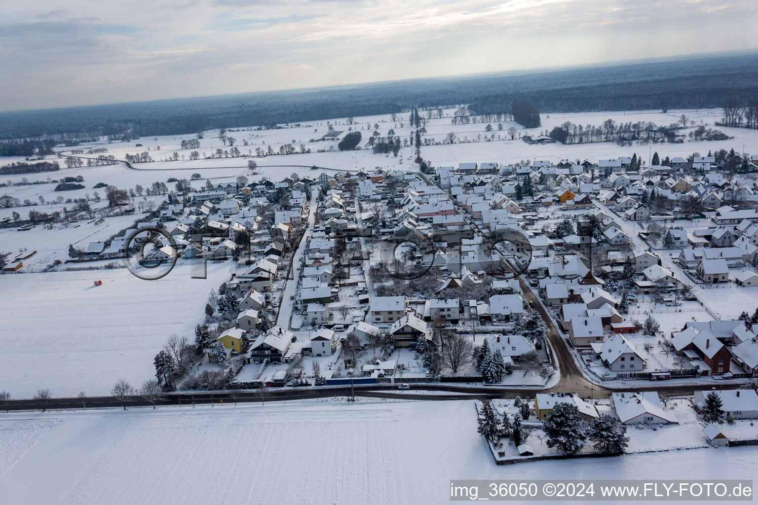 Drone recording of Minfeld in the state Rhineland-Palatinate, Germany