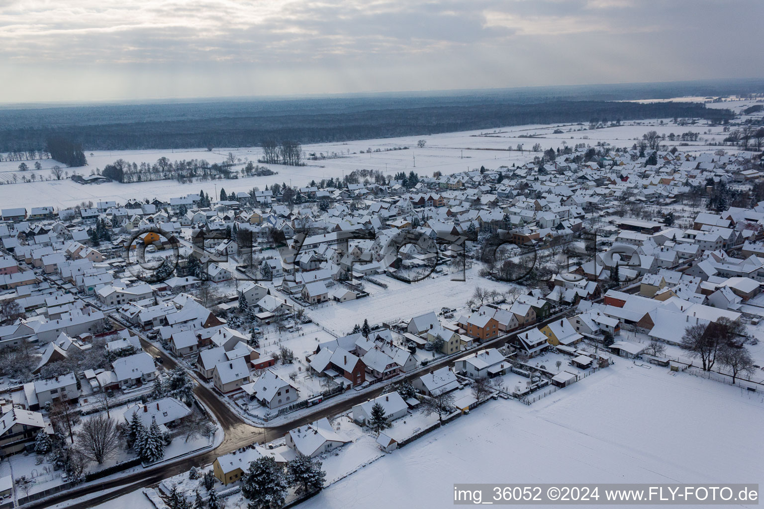 Drone image of Minfeld in the state Rhineland-Palatinate, Germany