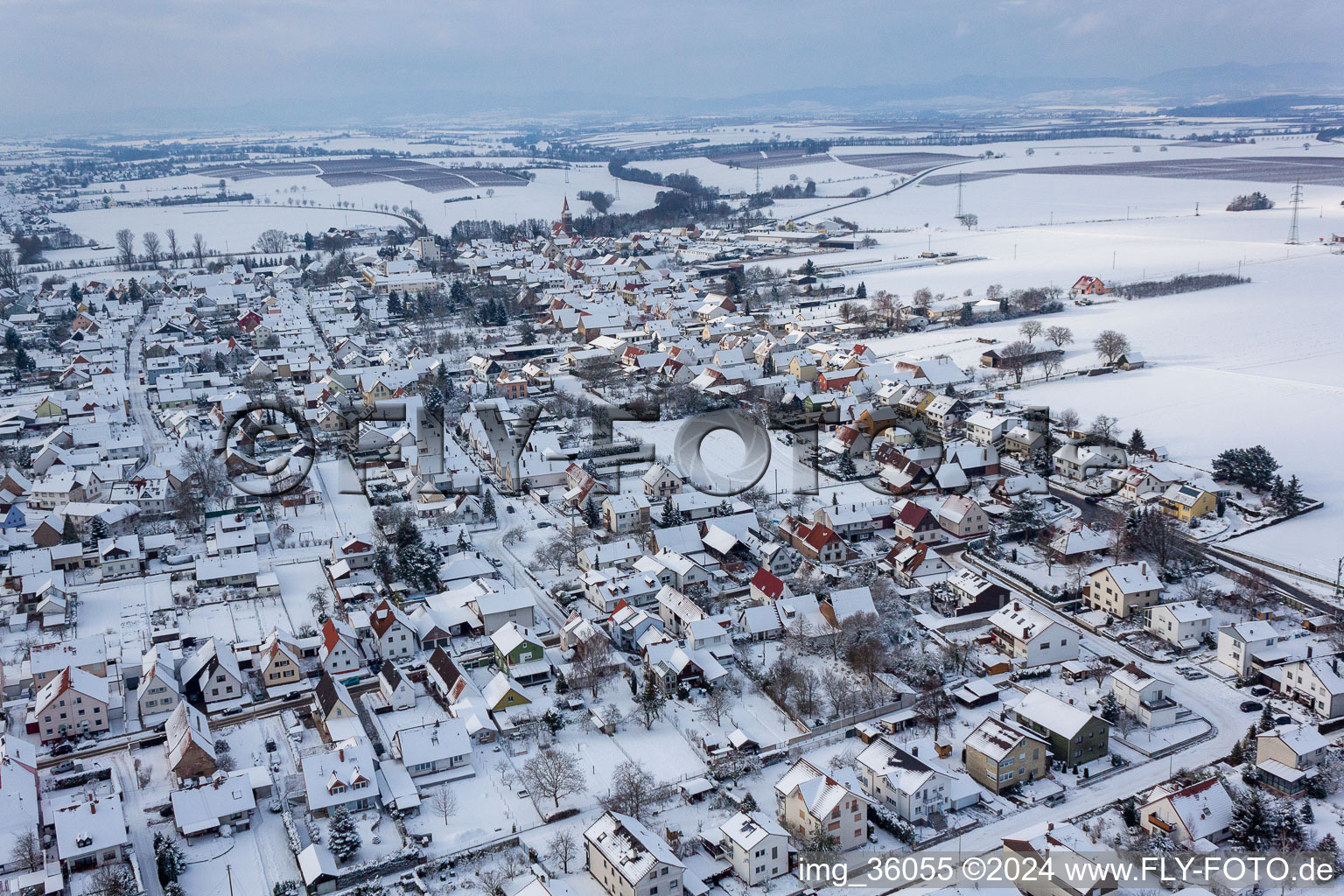 Minfeld in the state Rhineland-Palatinate, Germany from the drone perspective