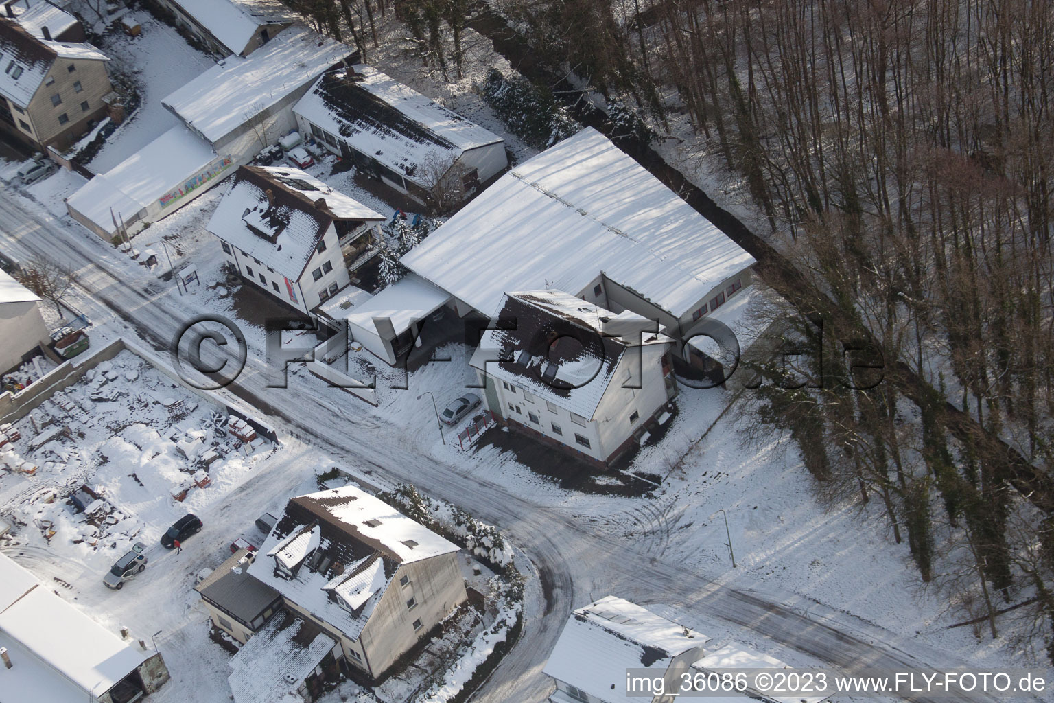 Aerial photograpy of Elsässerstrasse Frey special machines in Kandel in the state Rhineland-Palatinate, Germany