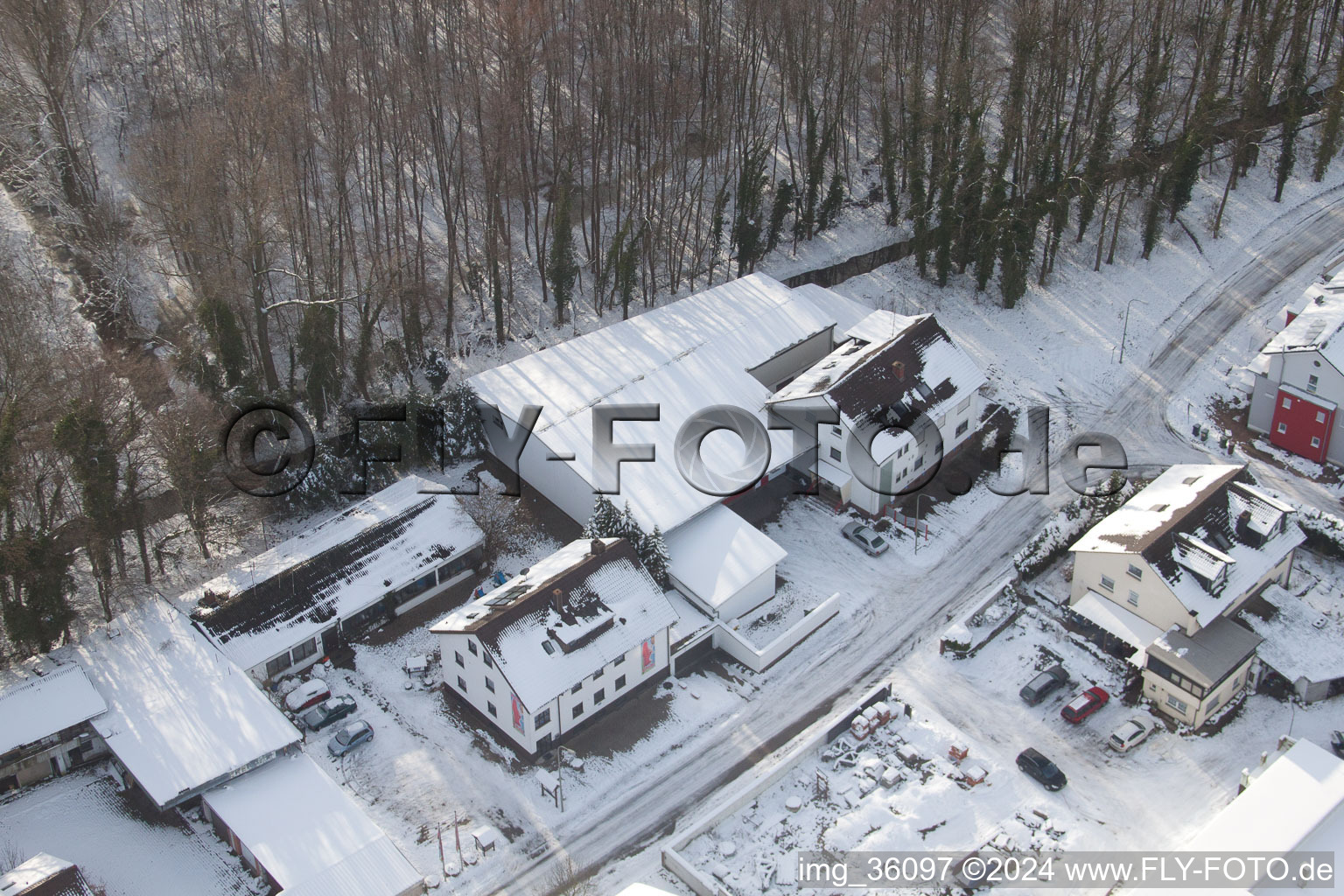 Elsässerstrasse Frey special machines in Kandel in the state Rhineland-Palatinate, Germany from above