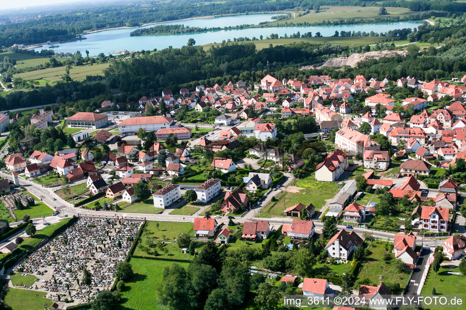 Lauterbourg in the state Bas-Rhin, France from above