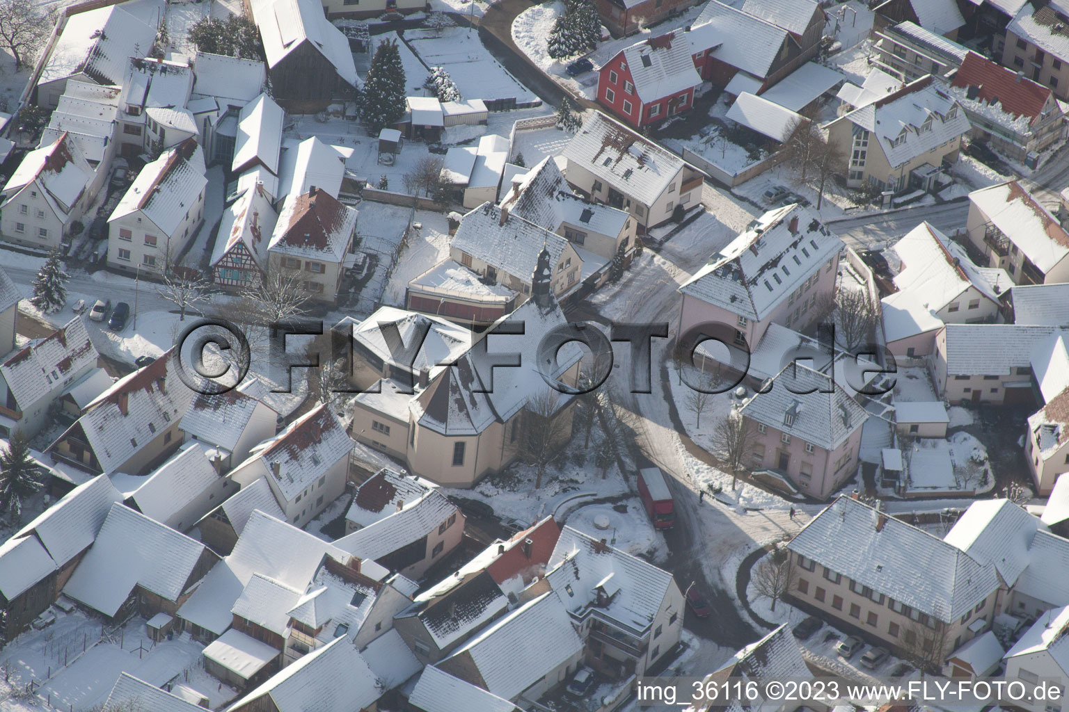 Aerial photograpy of District Büchelberg in Wörth am Rhein in the state Rhineland-Palatinate, Germany