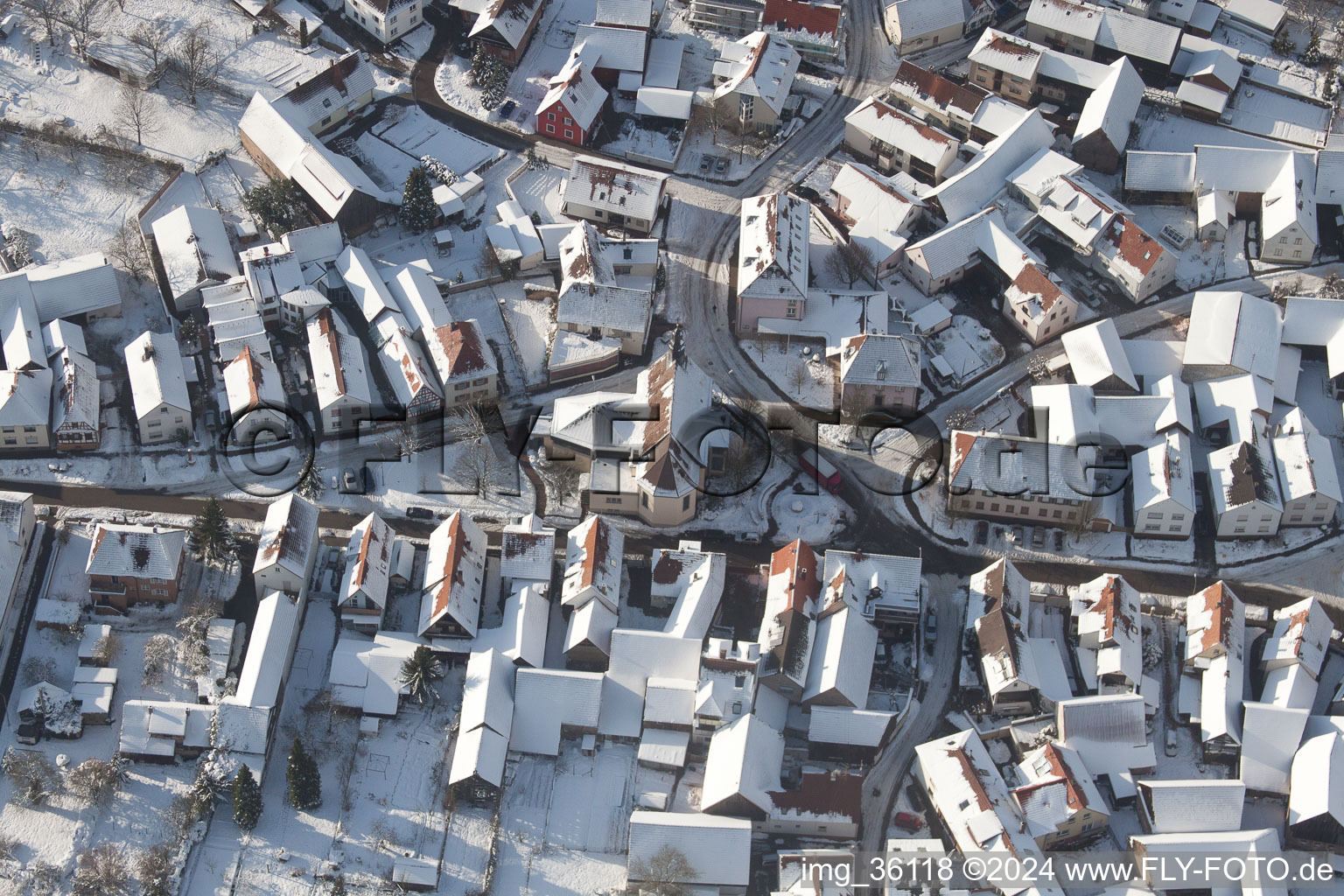 District Büchelberg in Wörth am Rhein in the state Rhineland-Palatinate, Germany from above