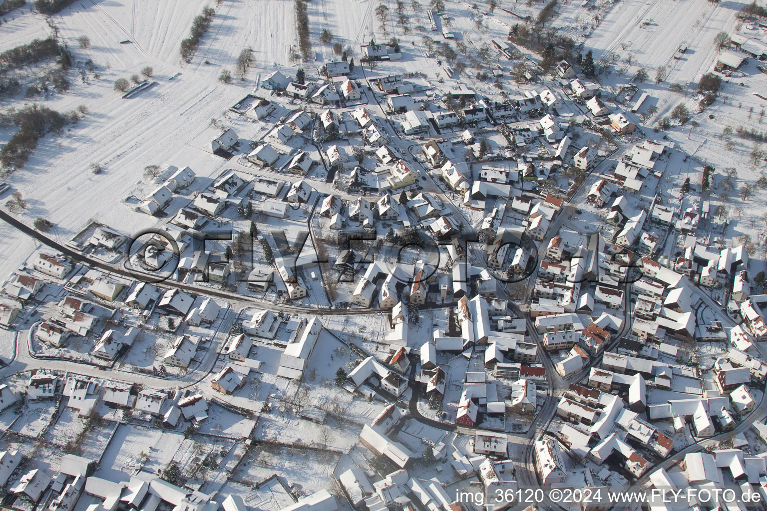 District Büchelberg in Wörth am Rhein in the state Rhineland-Palatinate, Germany seen from above