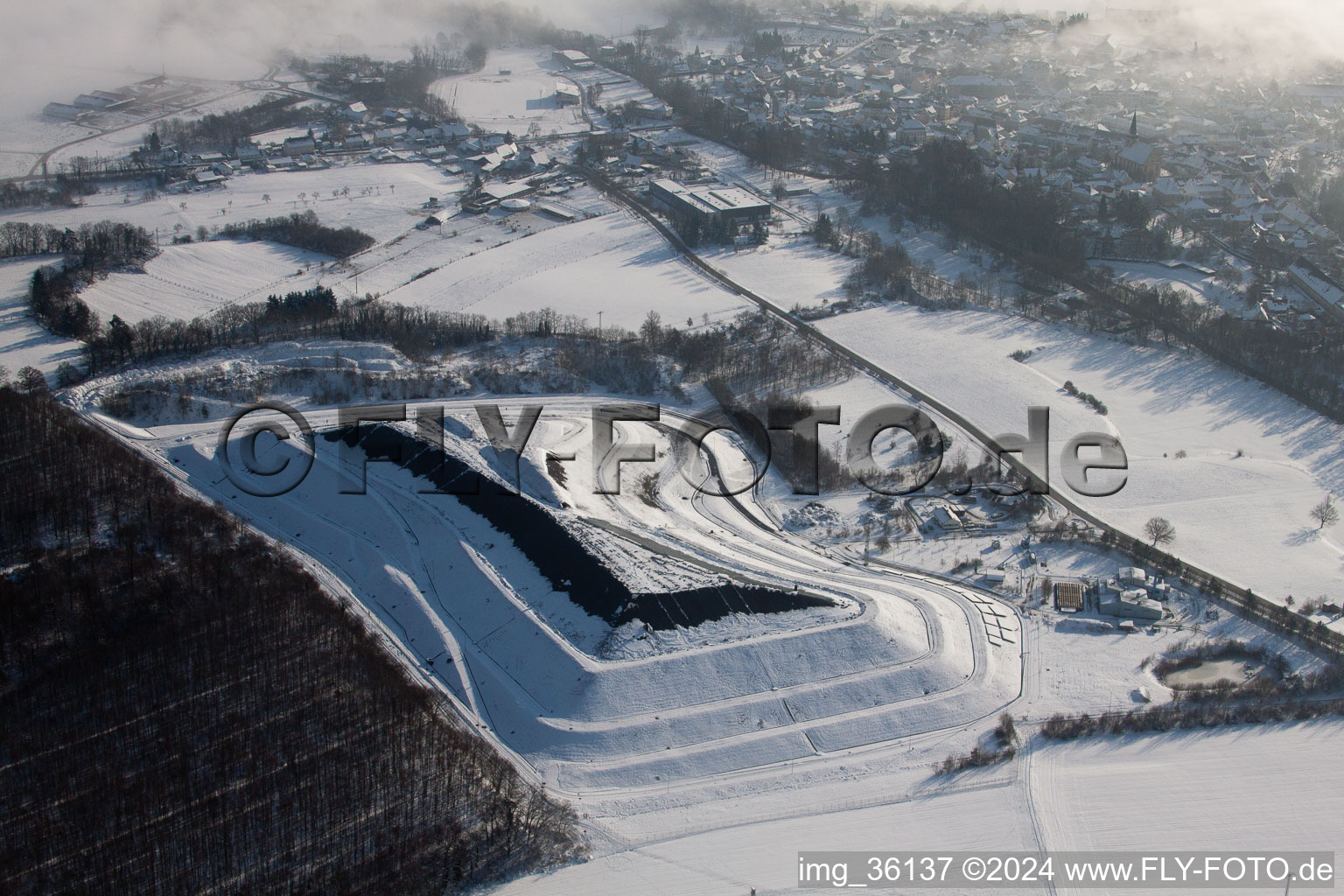 Oblique view of District landfill in Scheibenhardt in the state Rhineland-Palatinate, Germany