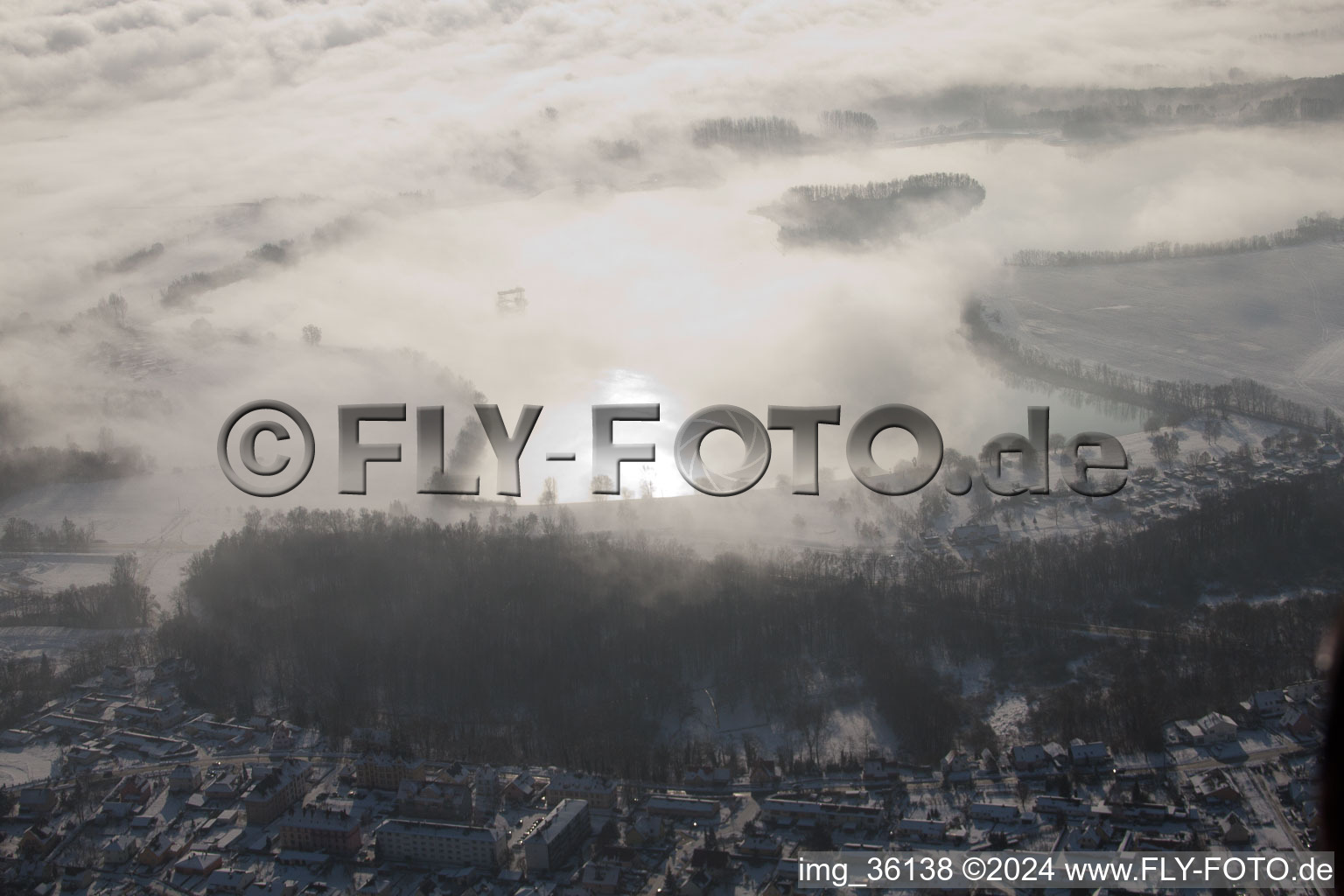 Lauterbourg in the state Bas-Rhin, France seen from a drone