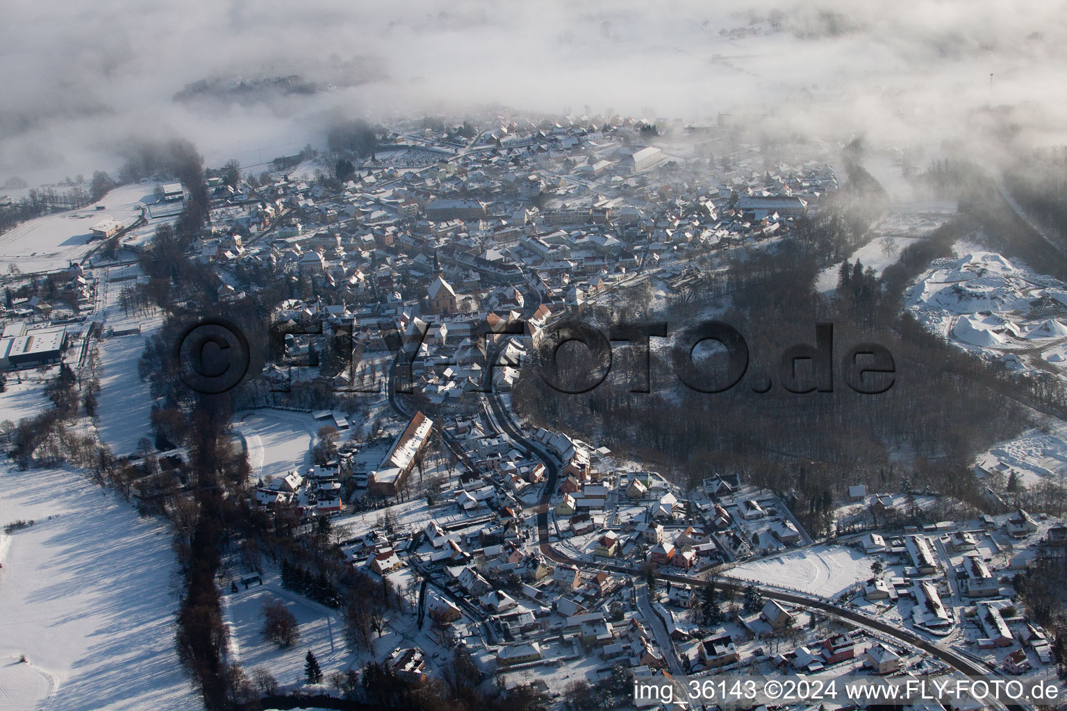 Aerial view of Lauterbourg in the state Bas-Rhin, France