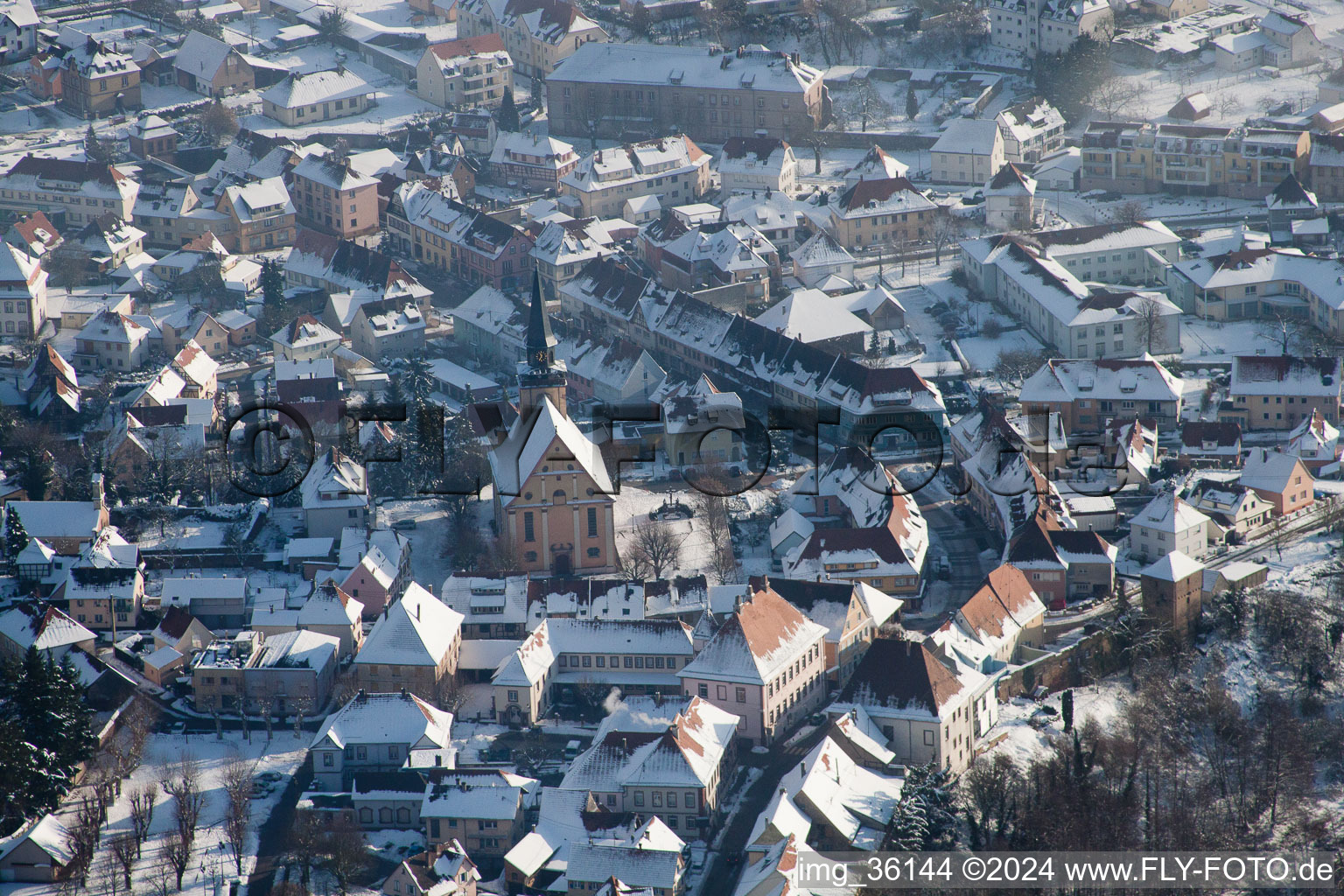 Aerial photograpy of Lauterbourg in the state Bas-Rhin, France