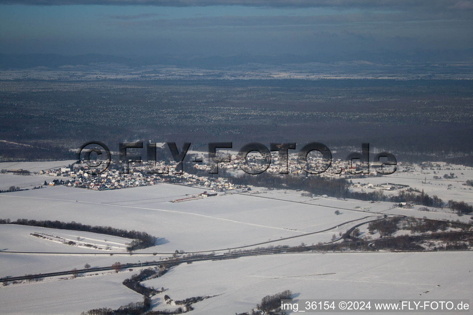 Scheibenhardt in Scheibenhard in the state Bas-Rhin, France viewn from the air