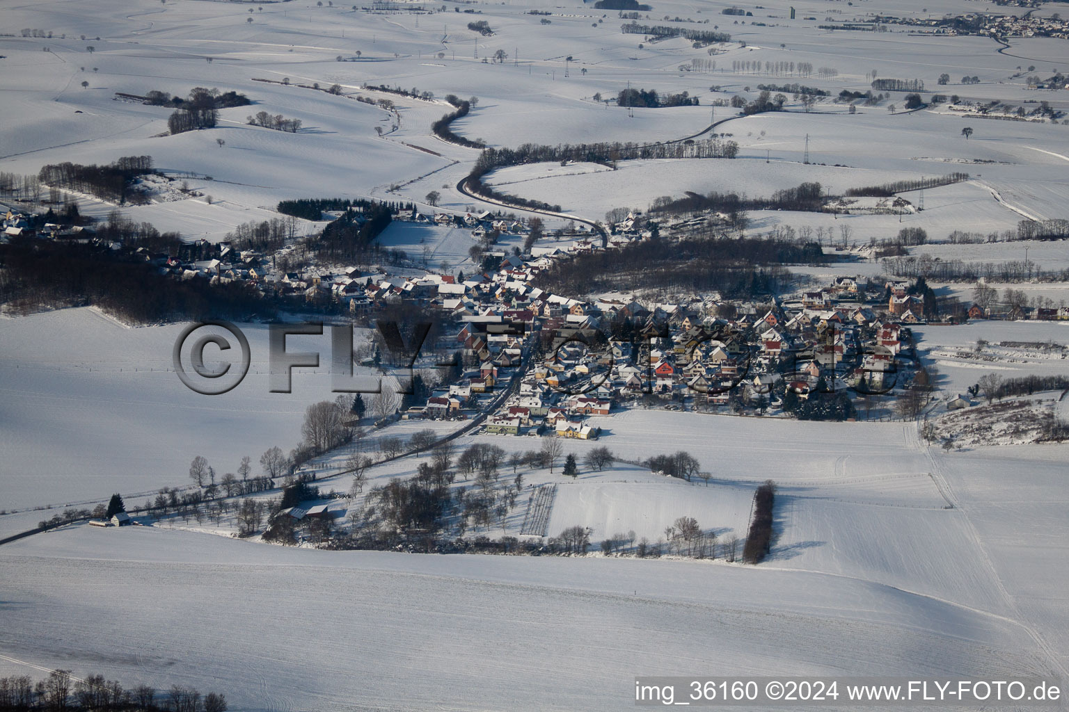 In winter when there is snow in Neewiller-près-Lauterbourg in the state Bas-Rhin, France