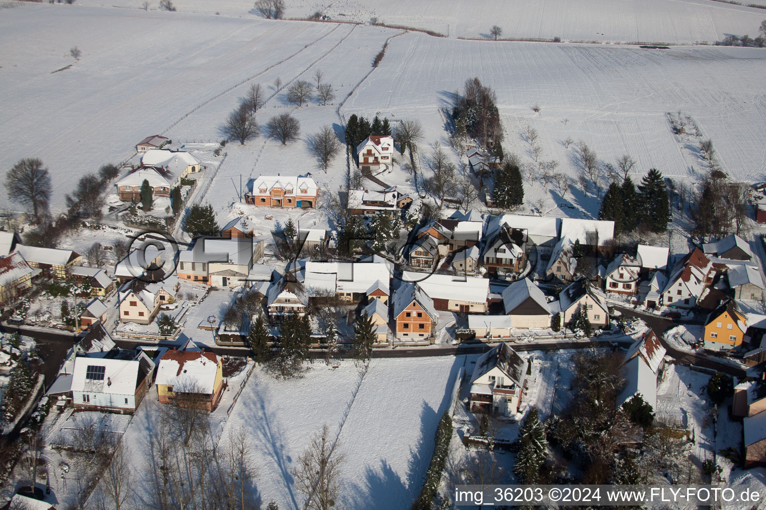 Wintzenbach in the state Bas-Rhin, France viewn from the air