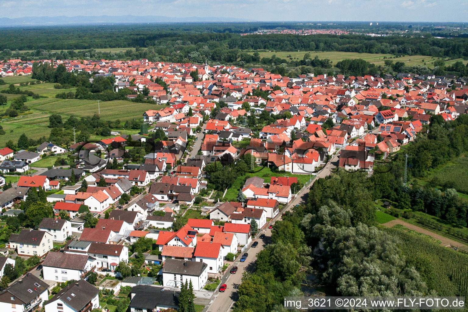 District Neuburg in Neuburg am Rhein in the state Rhineland-Palatinate, Germany out of the air