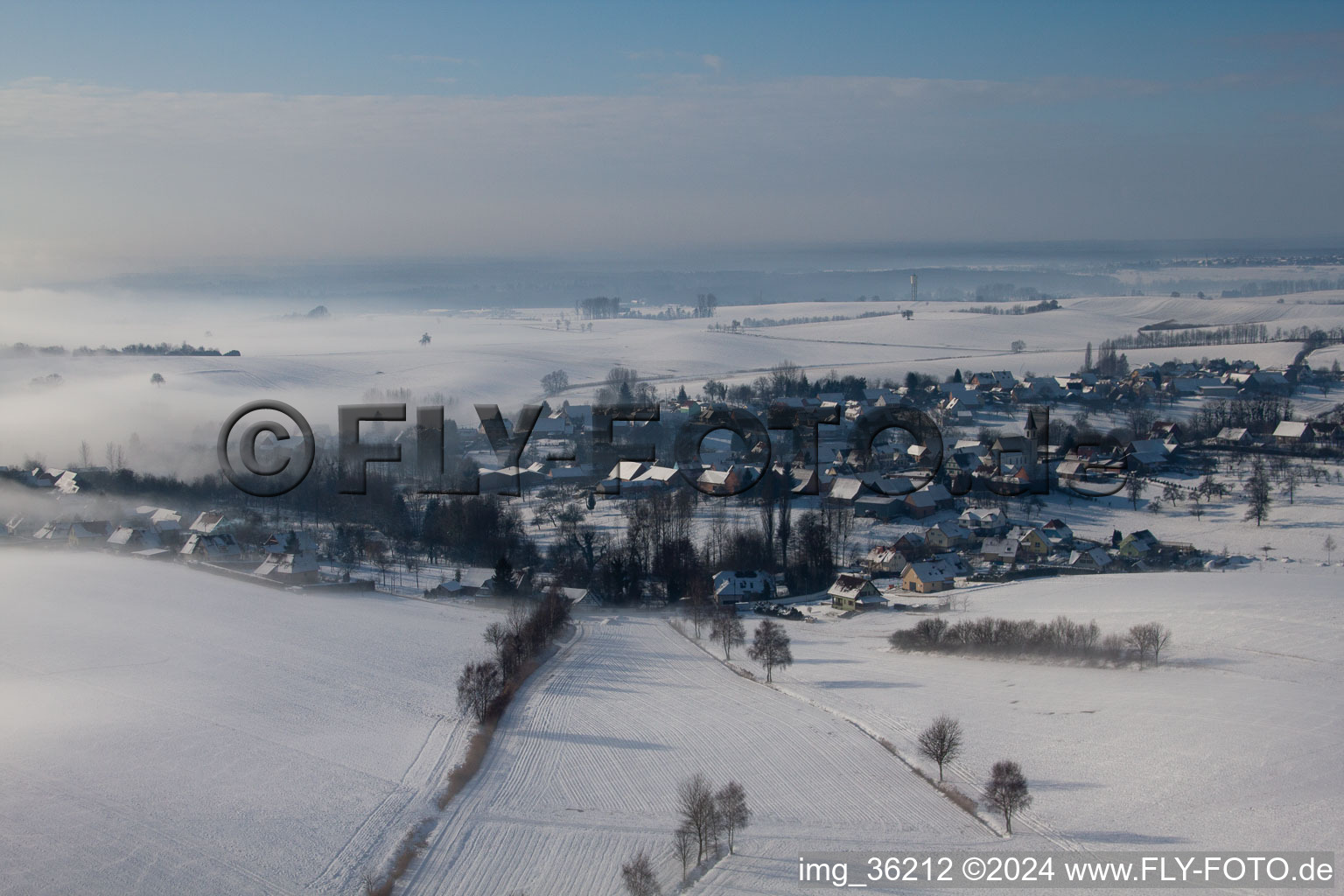 Oblique view of Eberbach-Seltz in the state Bas-Rhin, France