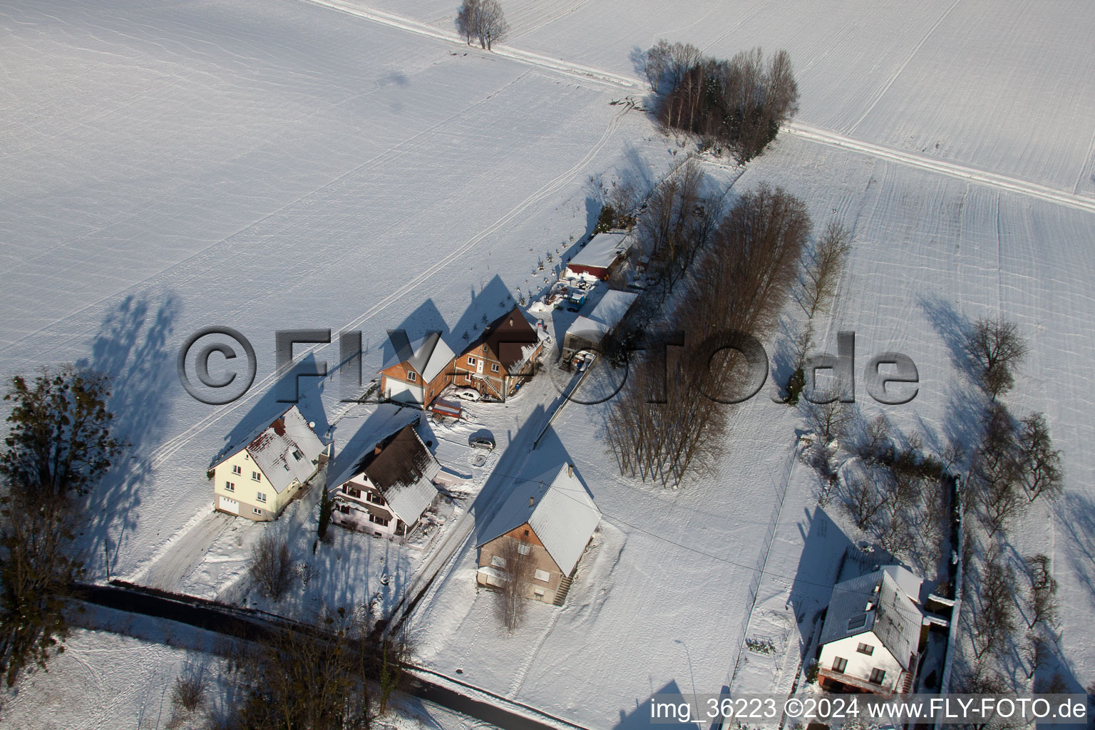 Eberbach-Seltz in the state Bas-Rhin, France from the plane