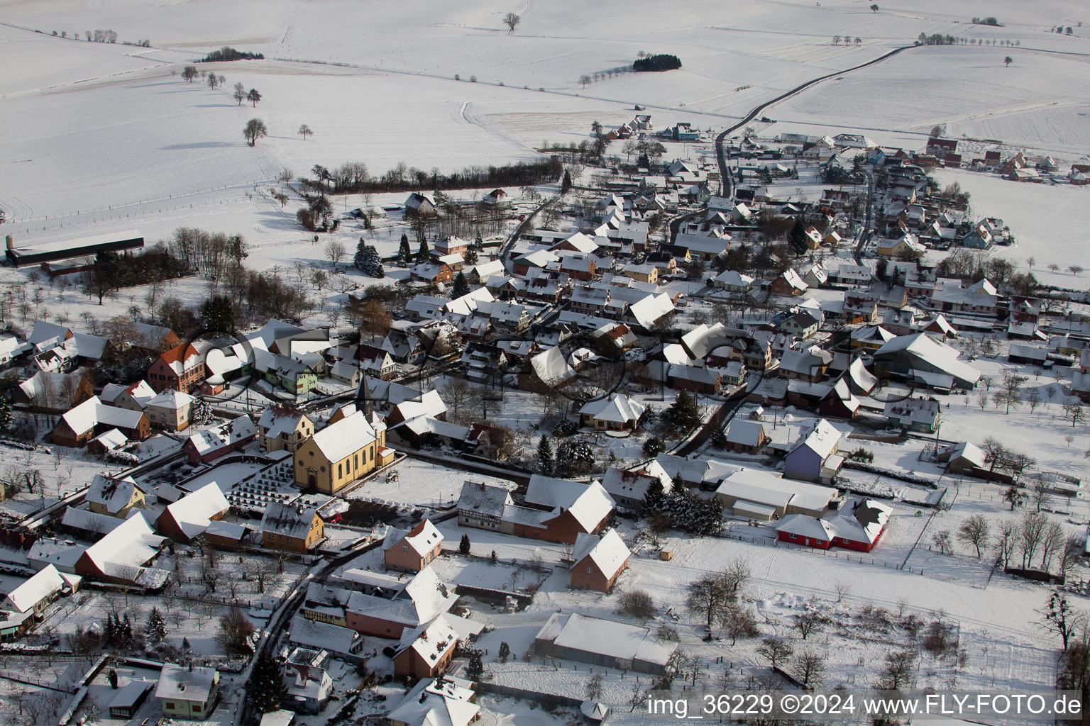 Aerial photograpy of Oberlauterbach in the state Bas-Rhin, France