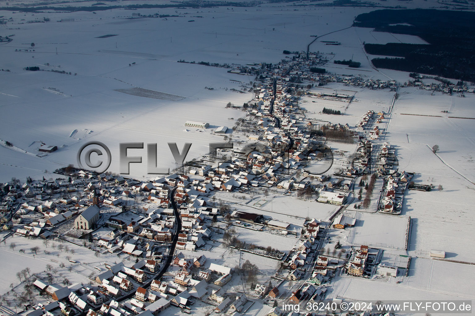 Aerial view of Schleithal in the state Bas-Rhin, France