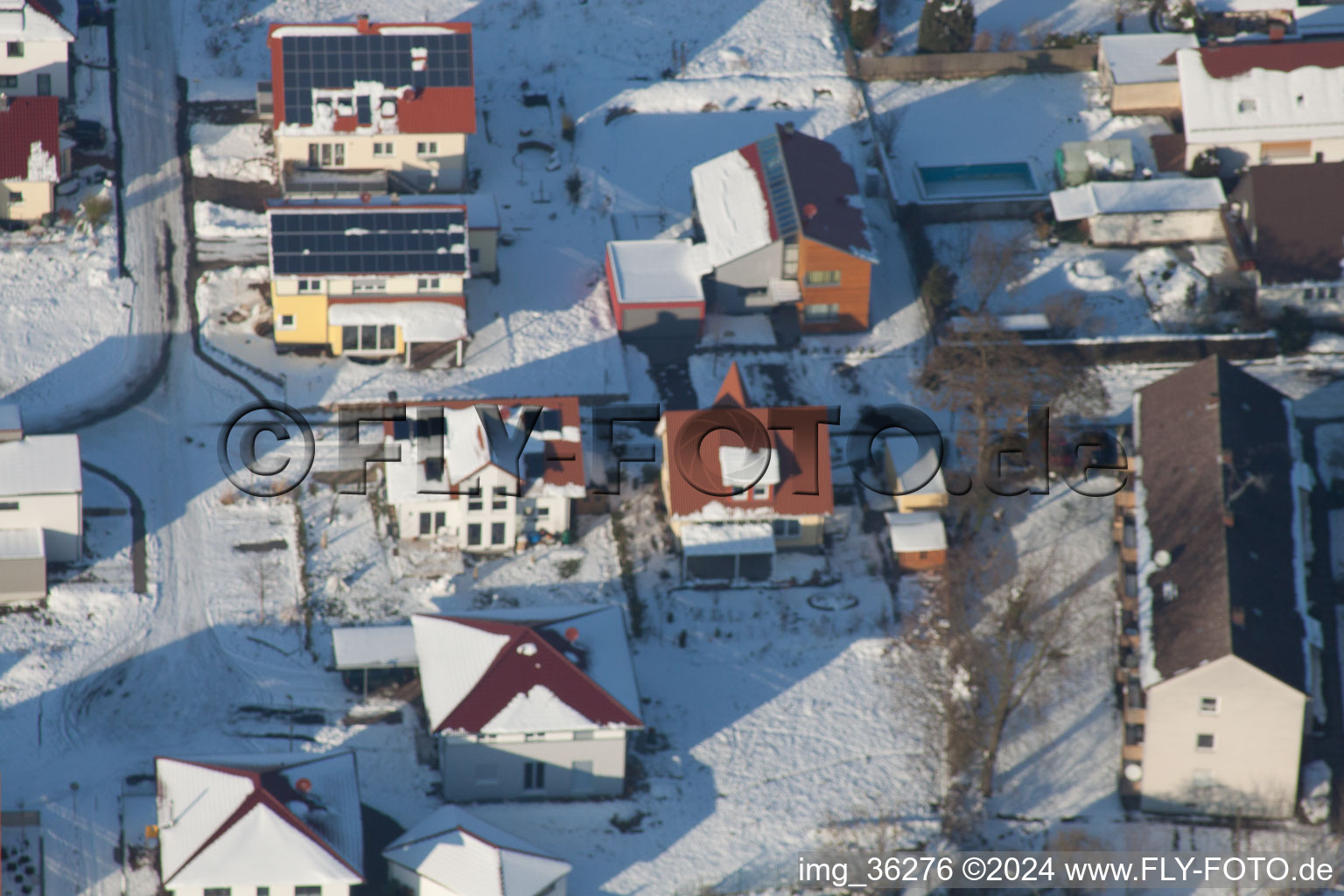 New development area Höhenweg in Kandel in the state Rhineland-Palatinate, Germany viewn from the air