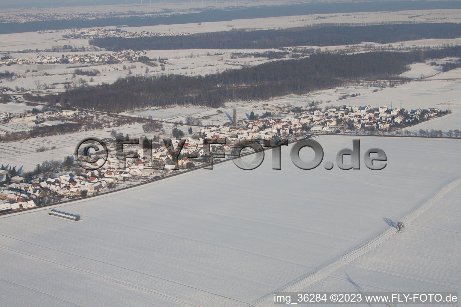 Aerial view of District Minderslachen in Kandel in the state Rhineland-Palatinate, Germany