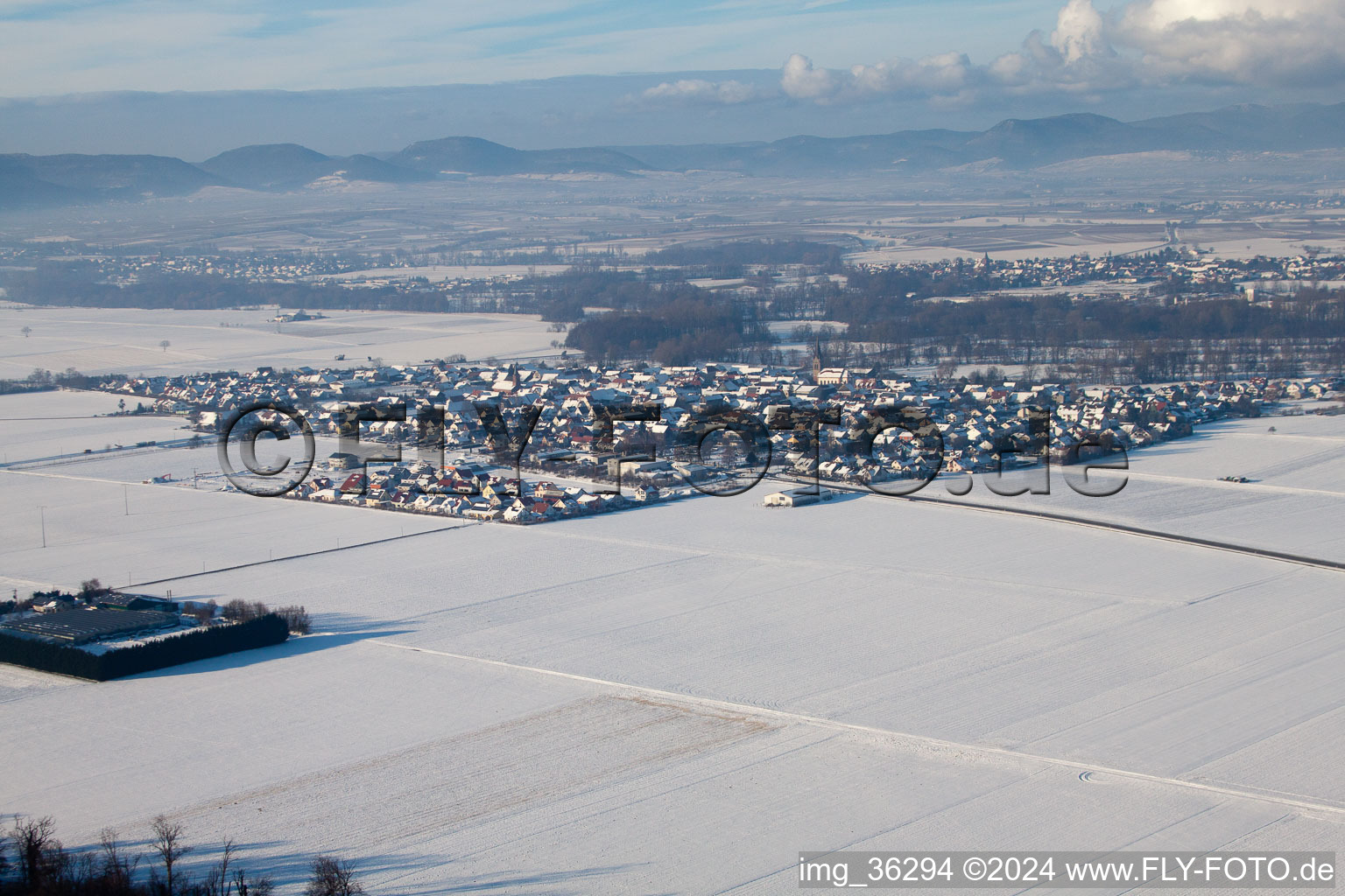 Steinweiler in the state Rhineland-Palatinate, Germany from the plane