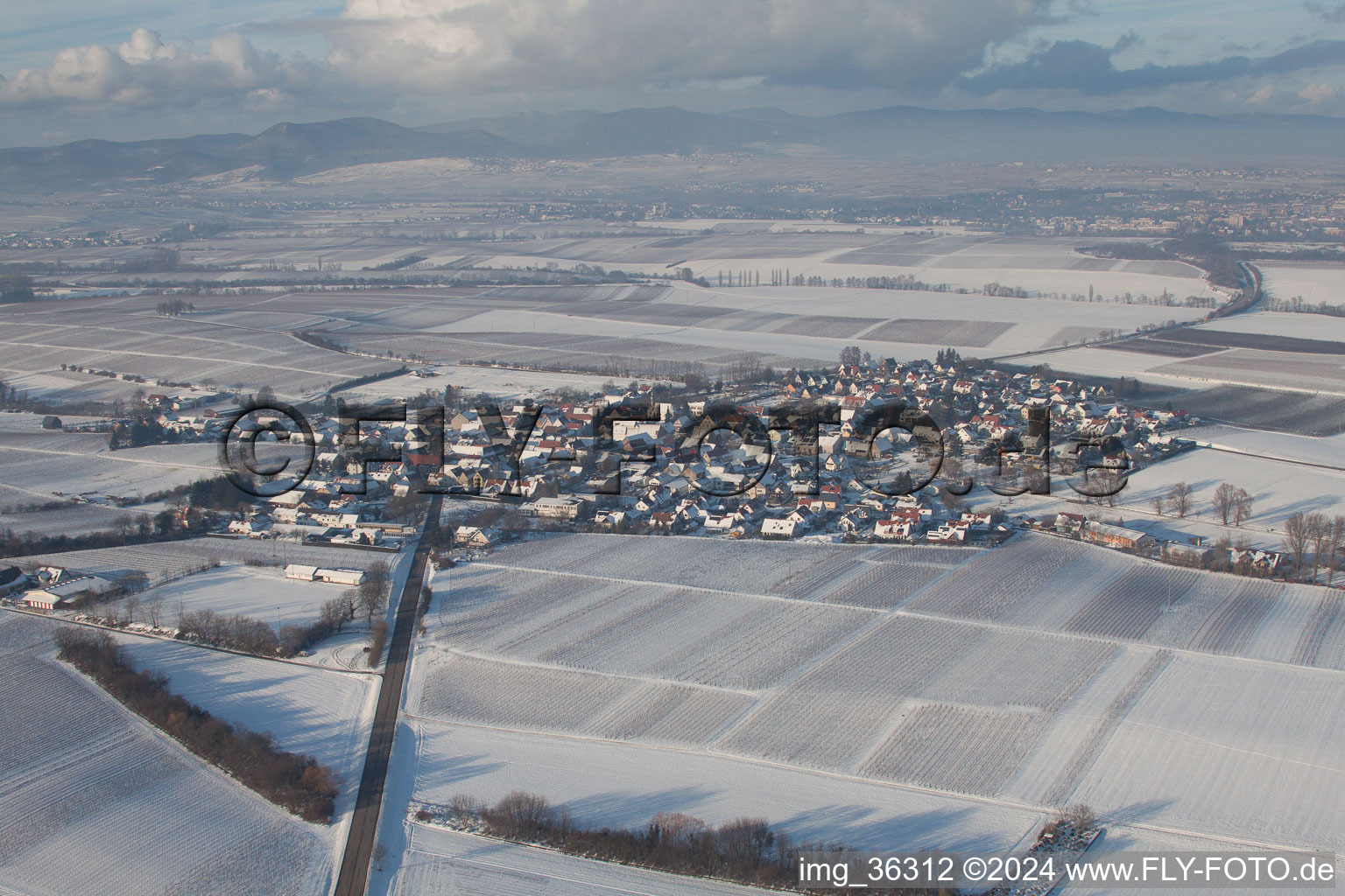 Impflingen in the state Rhineland-Palatinate, Germany seen from a drone