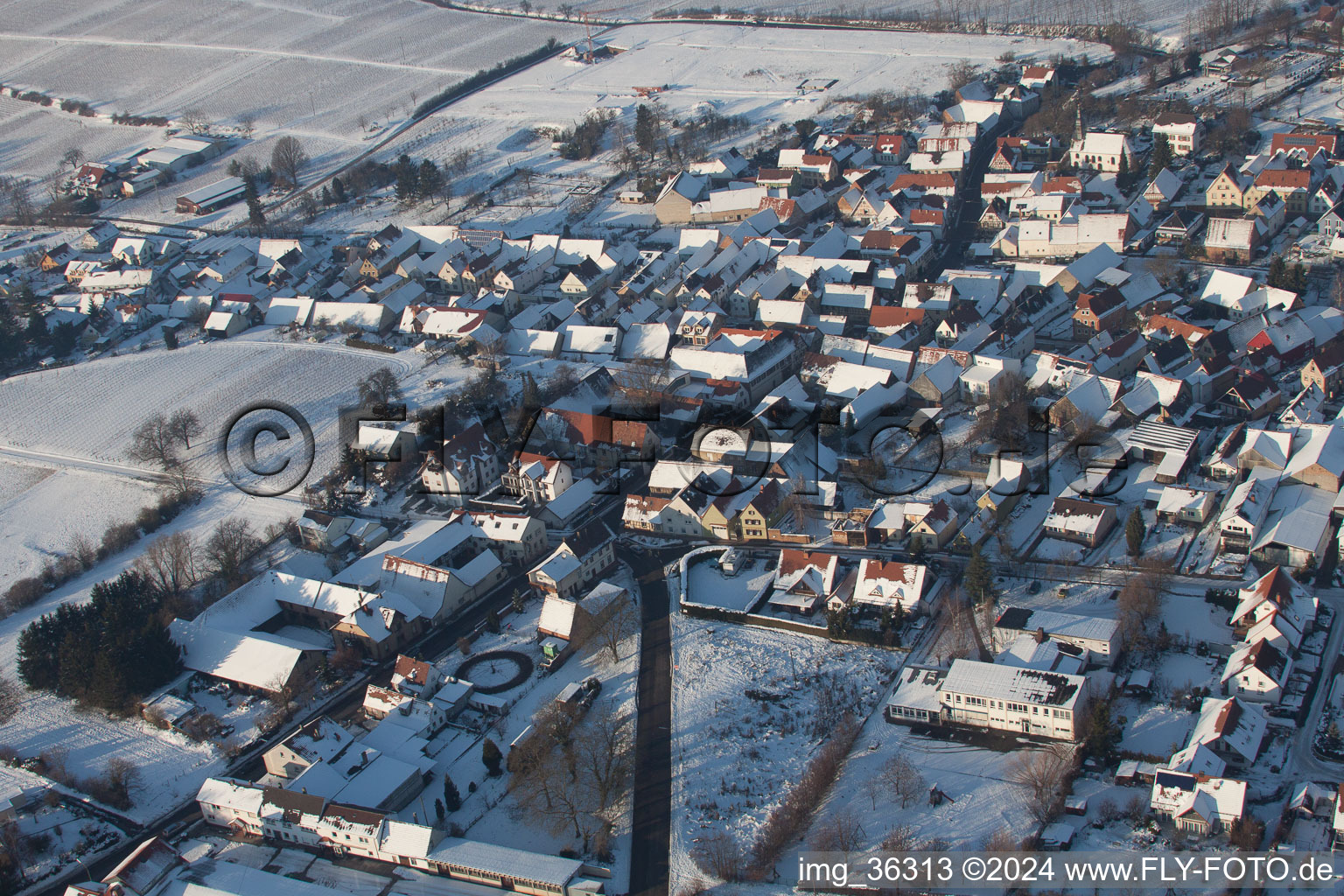 Aerial view of Impflingen in the state Rhineland-Palatinate, Germany