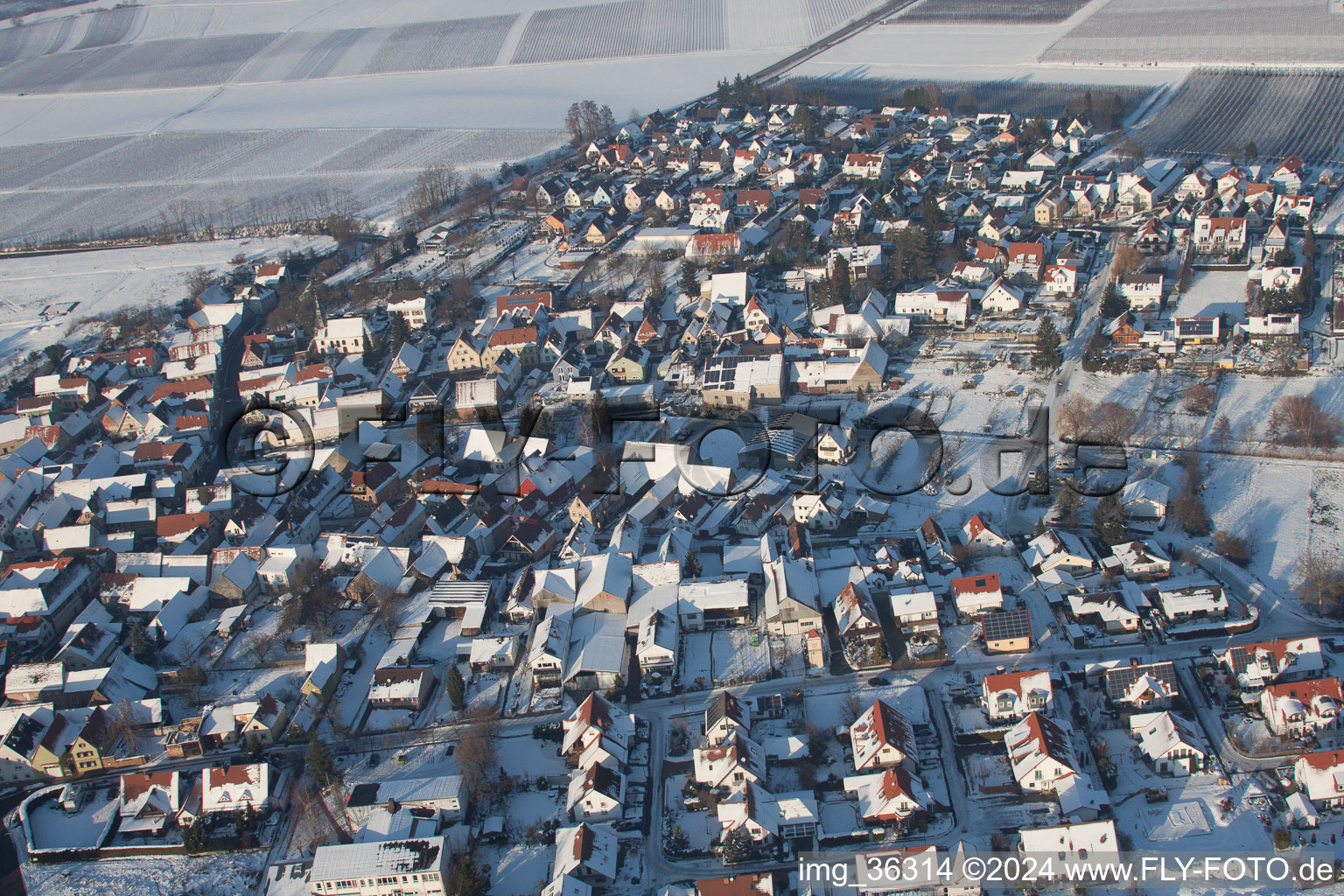 Aerial photograpy of Impflingen in the state Rhineland-Palatinate, Germany