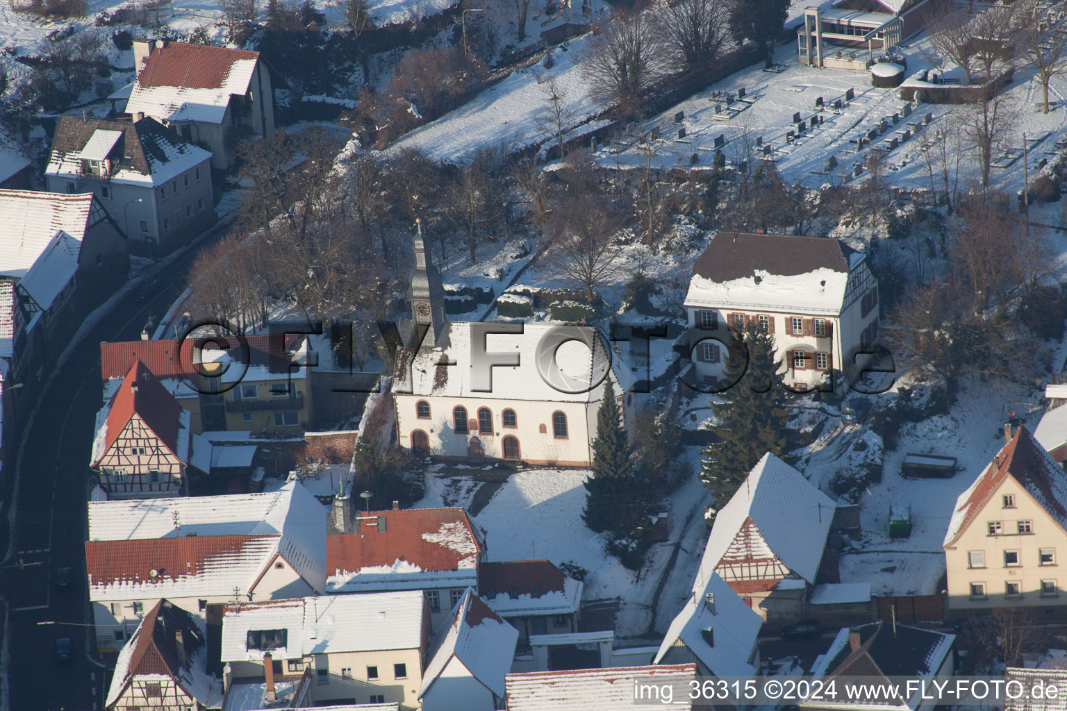 Oblique view of Impflingen in the state Rhineland-Palatinate, Germany