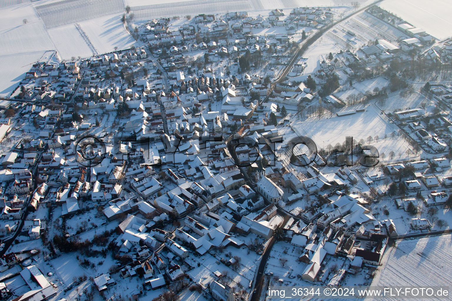 Aerial view of Ilbesheim bei Landau in der Pfalz in the state Rhineland-Palatinate, Germany