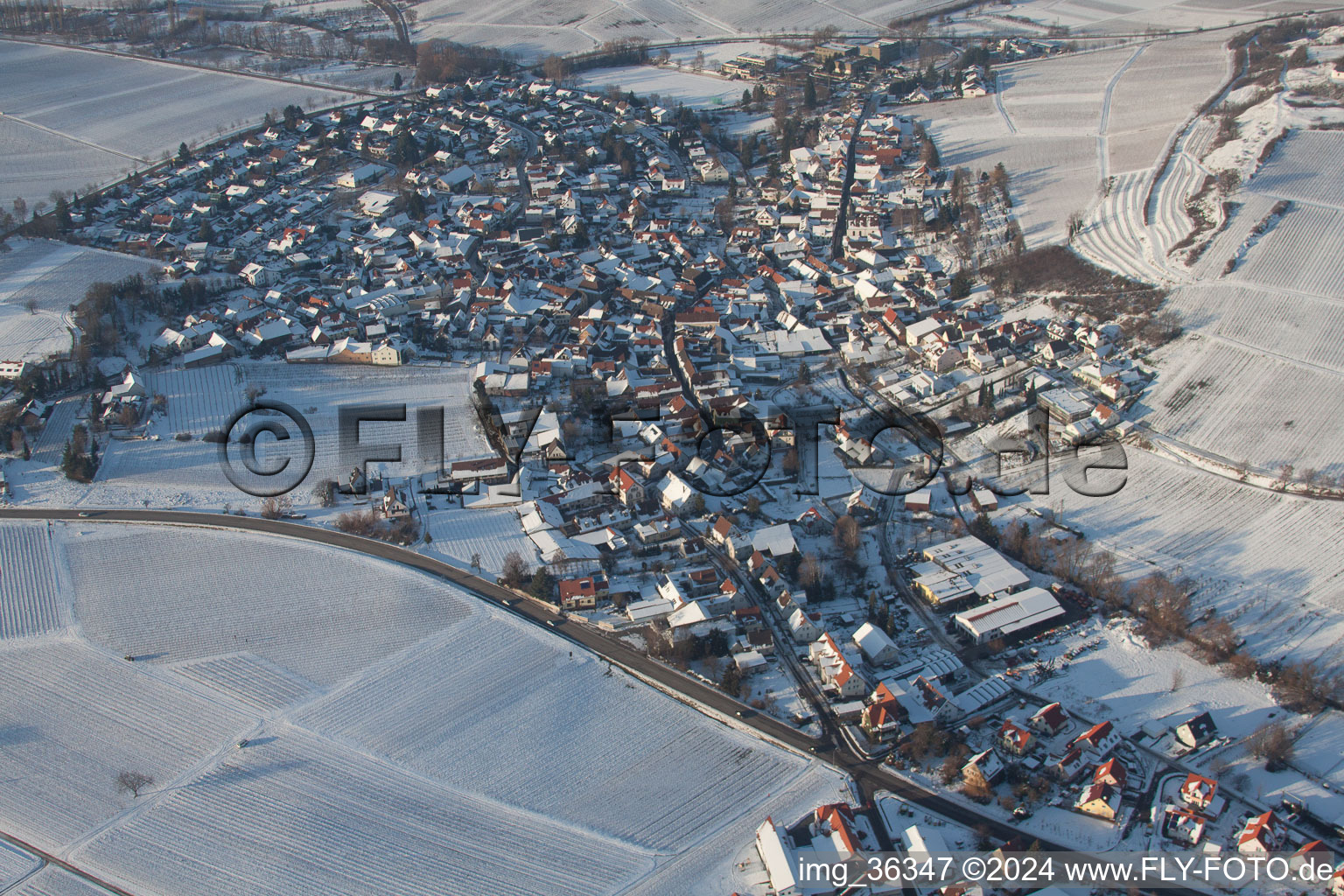 Oblique view of Ilbesheim bei Landau in der Pfalz in the state Rhineland-Palatinate, Germany