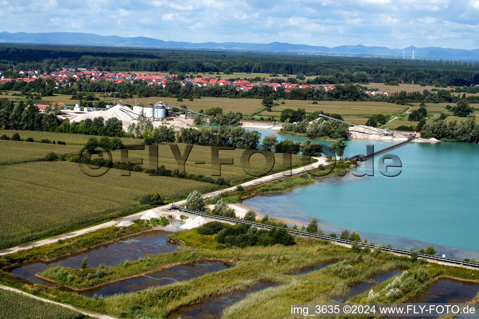 Aerial photograpy of Quarry ponds in Hagenbach in the state Rhineland-Palatinate, Germany