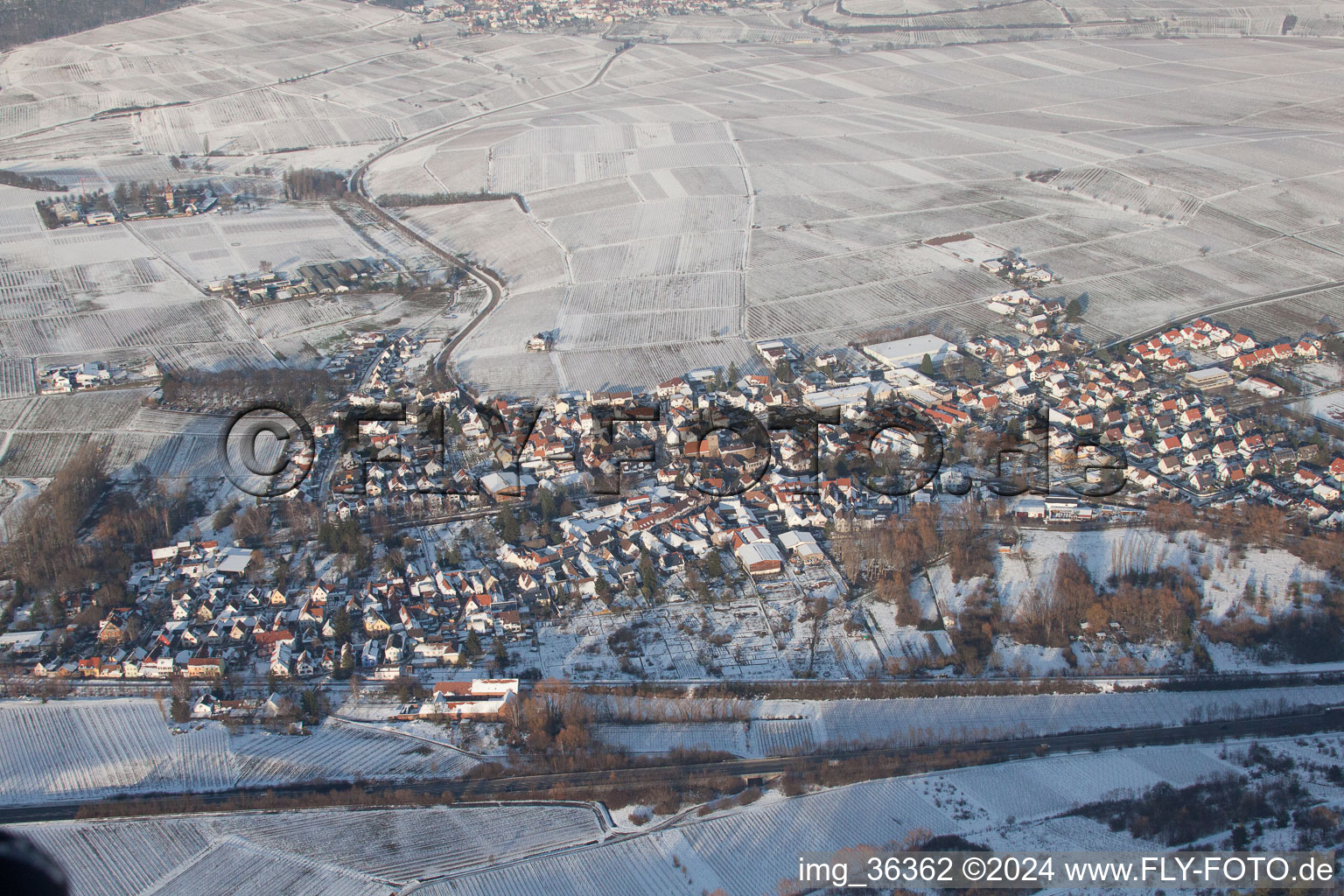 Aerial photograpy of Siebeldingen in the state Rhineland-Palatinate, Germany