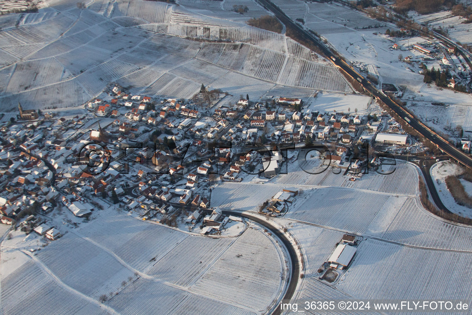 Birkweiler in the state Rhineland-Palatinate, Germany from the plane