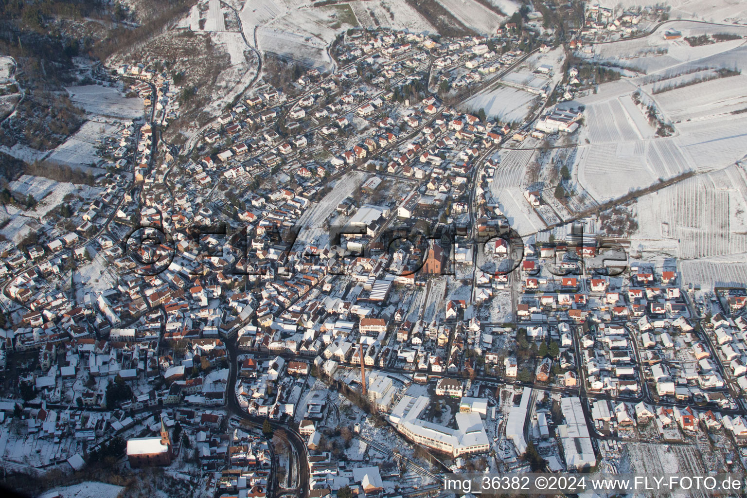 Albersweiler in the state Rhineland-Palatinate, Germany seen from above