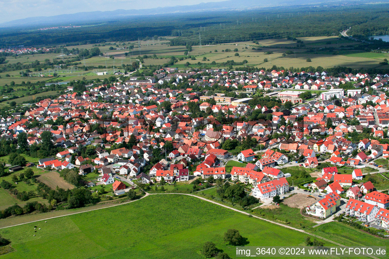 District Maximiliansau in Wörth am Rhein in the state Rhineland-Palatinate, Germany viewn from the air