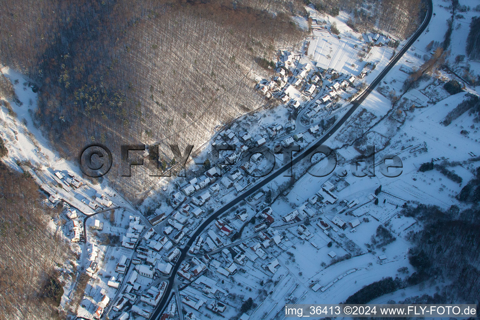 Bird's eye view of Waldrohrbach in the state Rhineland-Palatinate, Germany