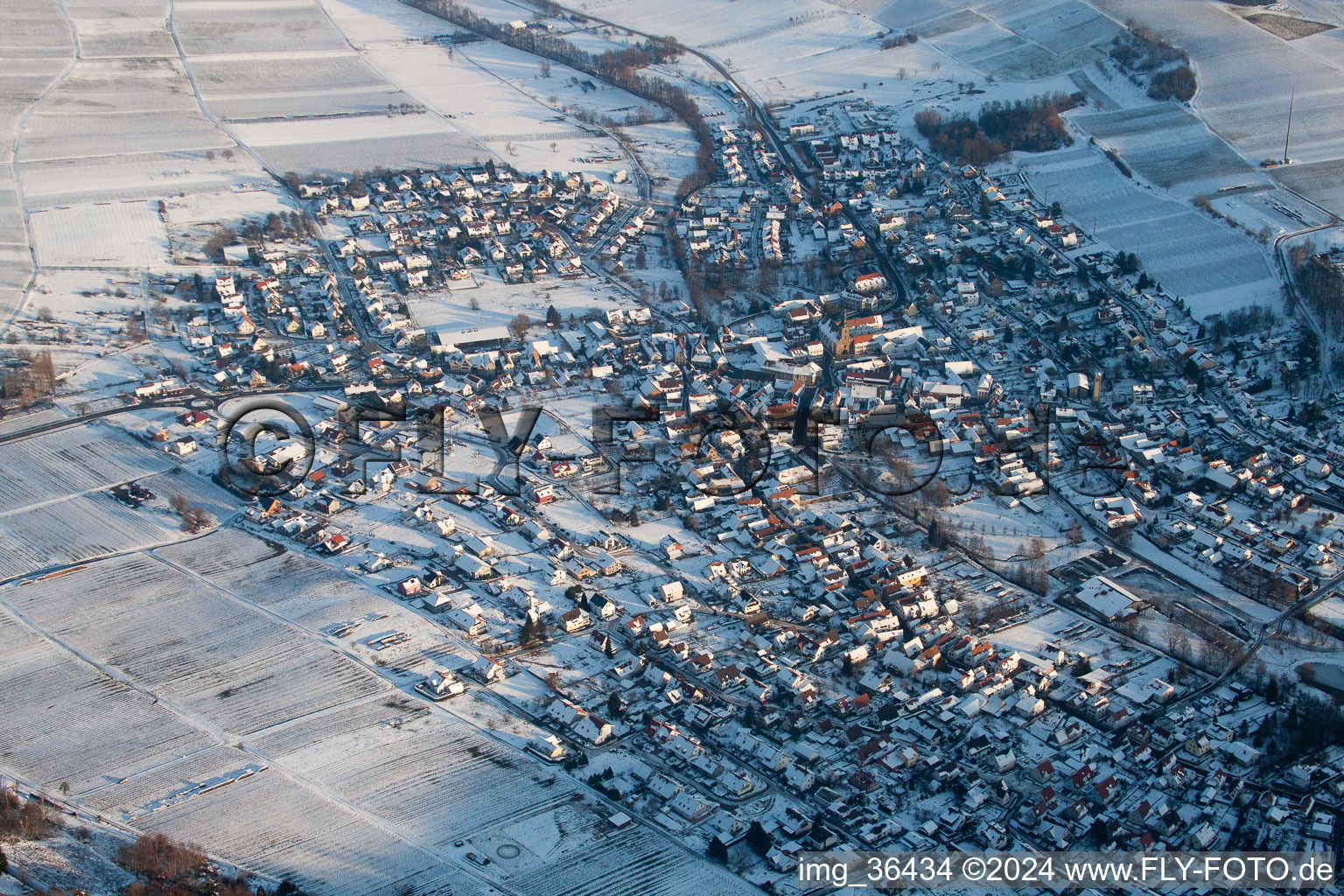 Klingenmünster in the state Rhineland-Palatinate, Germany viewn from the air