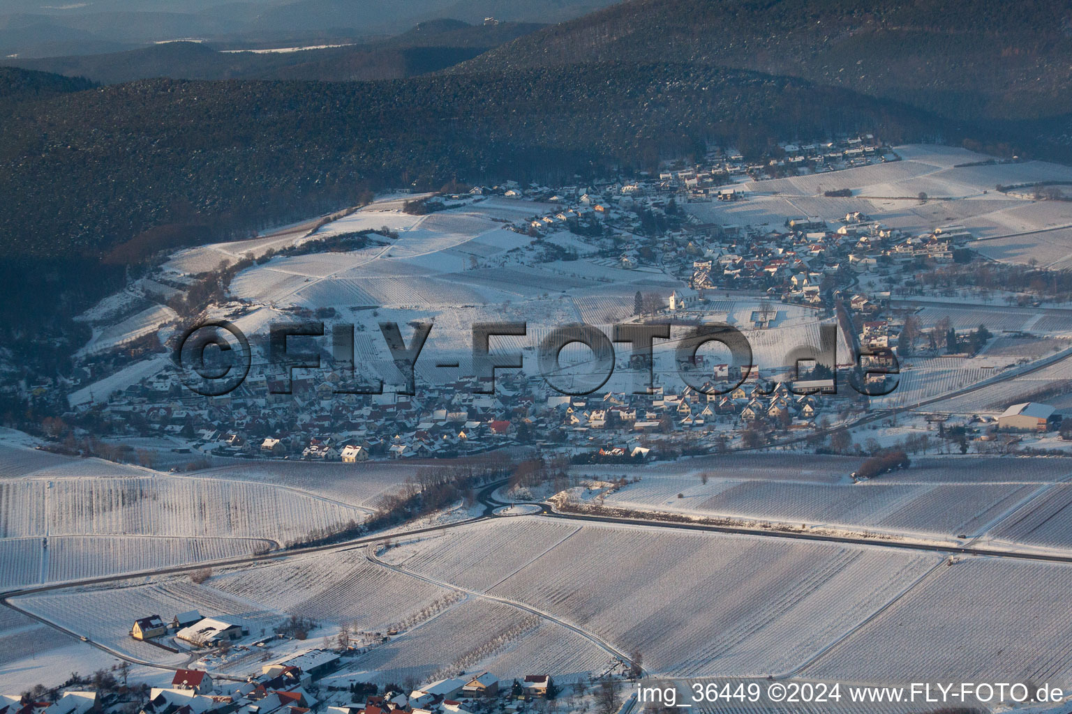 In winter in the district Gleishorbach in Gleiszellen-Gleishorbach in the state Rhineland-Palatinate, Germany