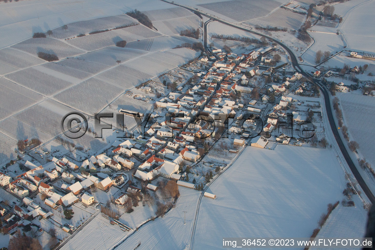 Aerial view of Niederhorbach in the state Rhineland-Palatinate, Germany