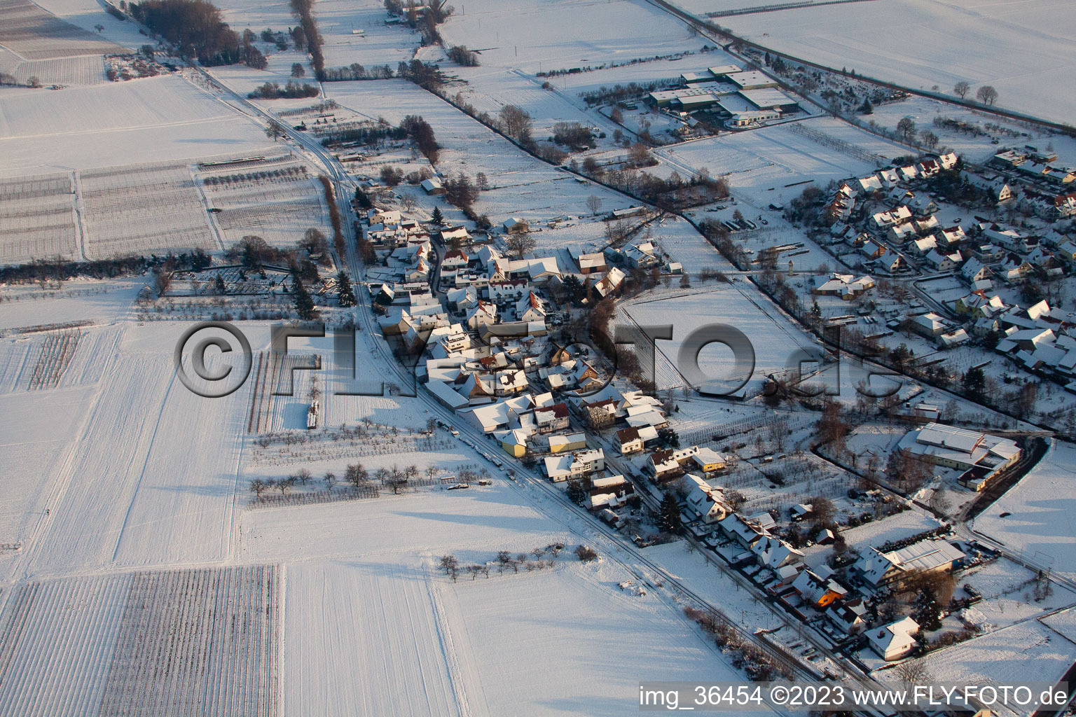 In winter/snow in the district Drusweiler in Kapellen-Drusweiler in the state Rhineland-Palatinate, Germany