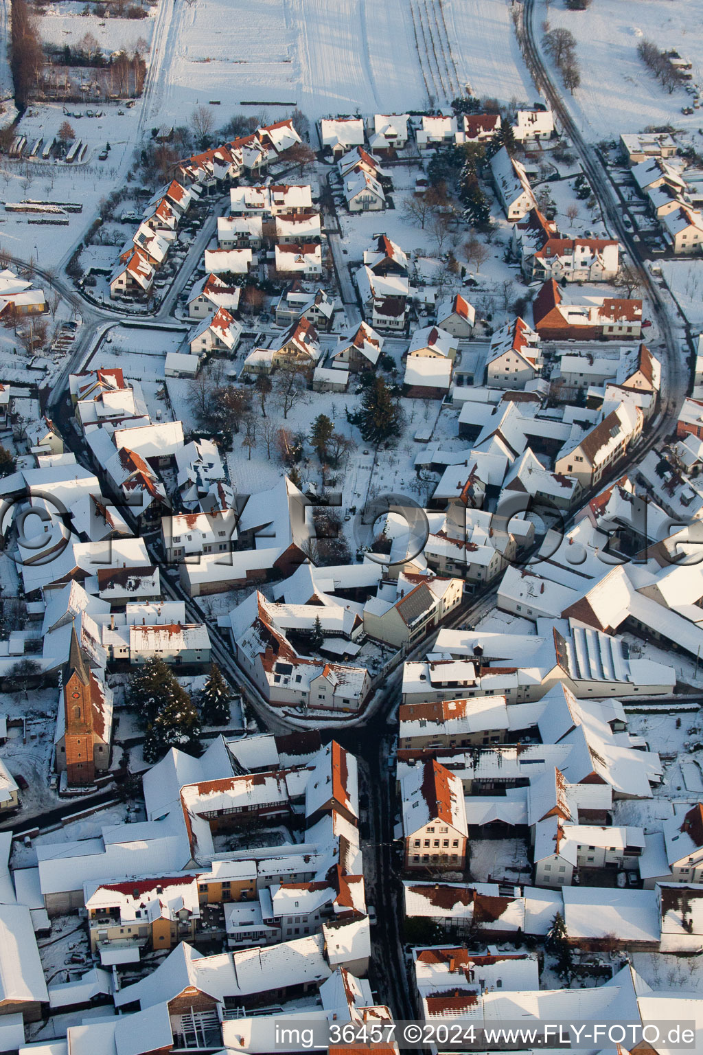 District Kapellen in Kapellen-Drusweiler in the state Rhineland-Palatinate, Germany seen from above