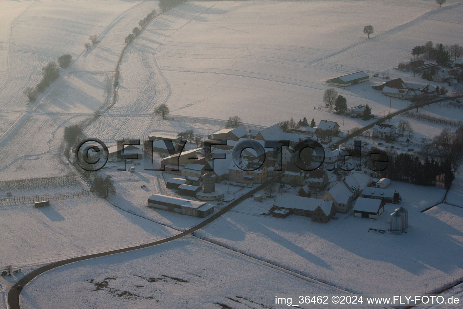 District Deutschhof in Kapellen-Drusweiler in the state Rhineland-Palatinate, Germany viewn from the air