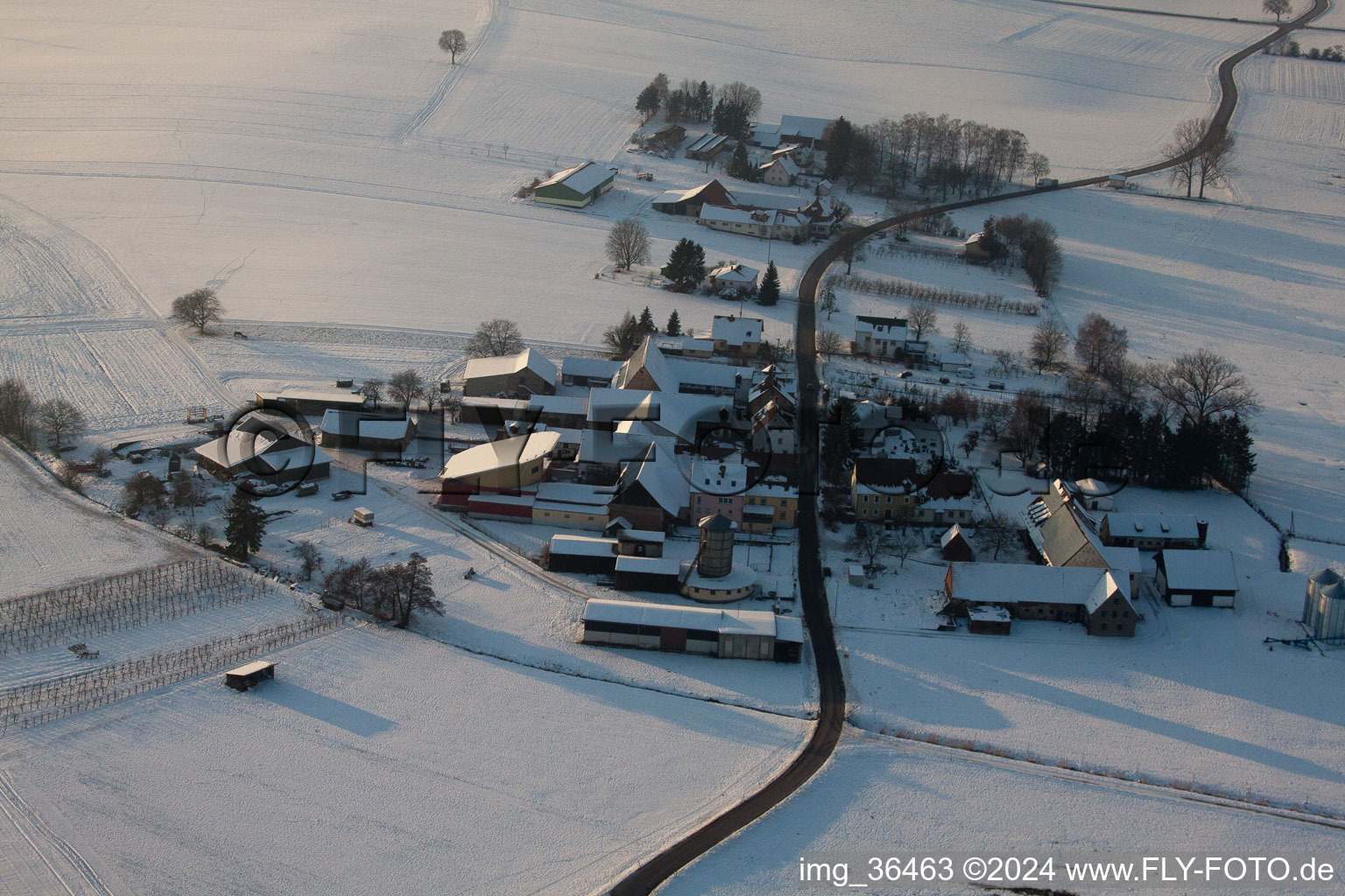 Deutschhof in the state Rhineland-Palatinate, Germany viewn from the air