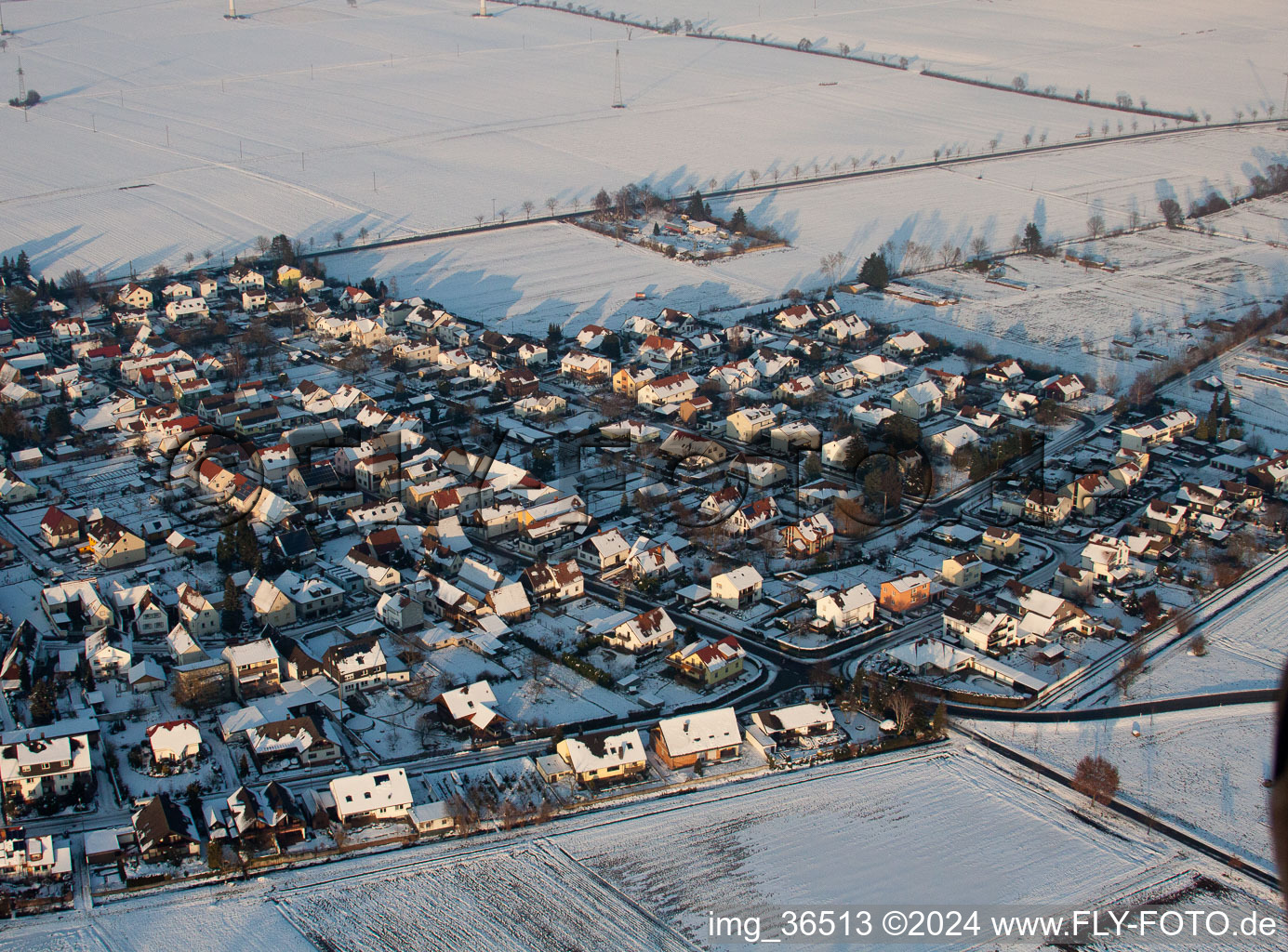 Minfeld in the state Rhineland-Palatinate, Germany seen from above