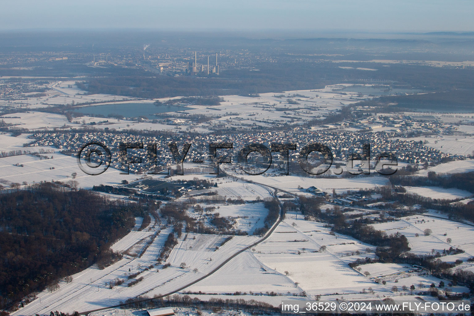 Drone image of Hagenbach in the state Rhineland-Palatinate, Germany